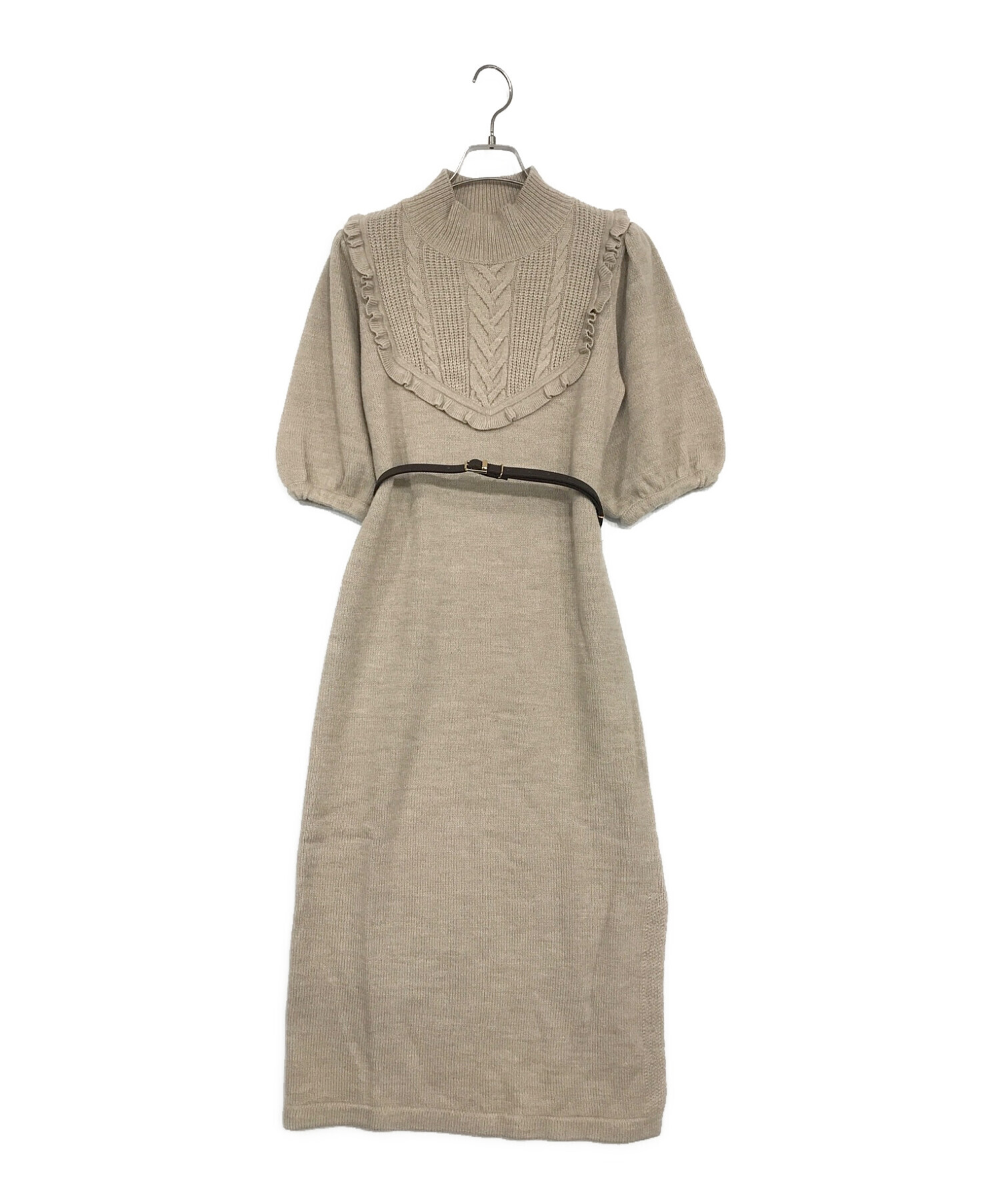 HER LIP TO (ハーリップトゥ) Belted Ruffle Cable-Knit Dress ベージュ サイズ:SIZE　S