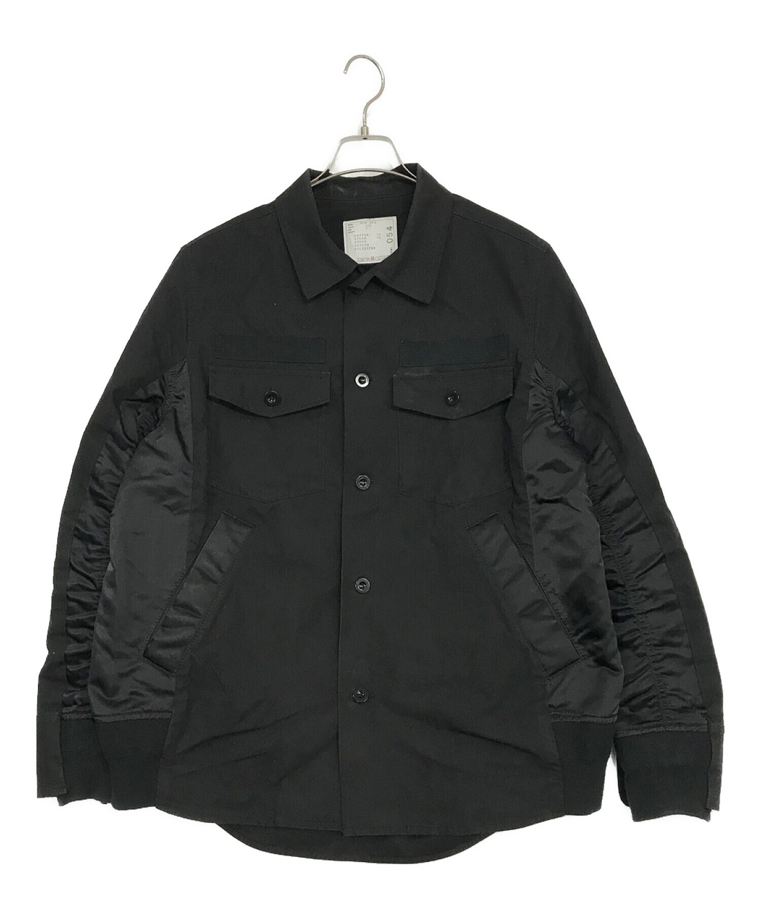 sacai (サカイ) Cotton Oxford x Nylon Twill Shirt/コットンオックスフォード×ナイロンツイルシャツ ブラック  サイズ:SIZE　3