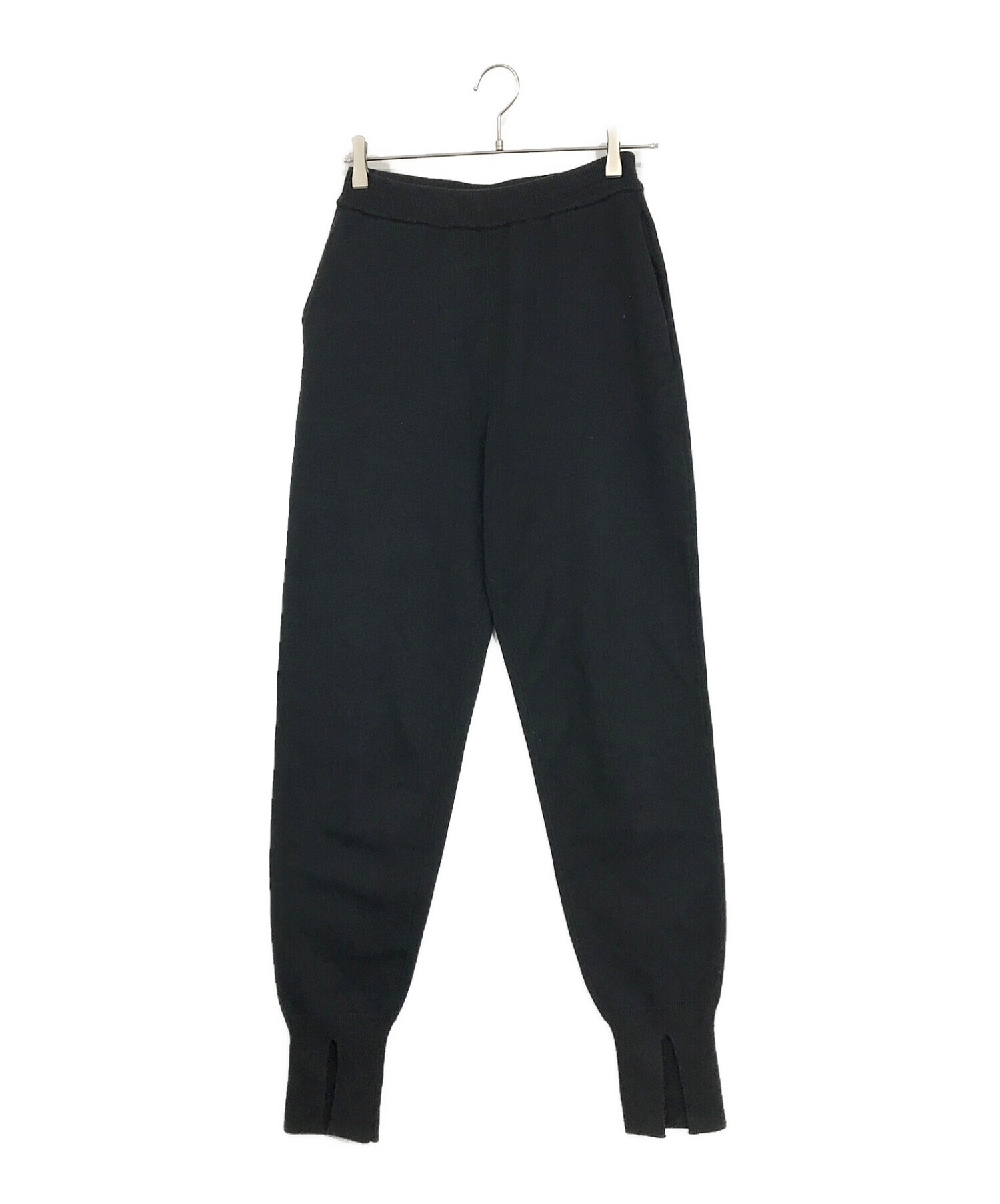 中古・古着通販】MANOF (マノフ) HEM SLIT JERSEY KNIT PANTS ブラック 