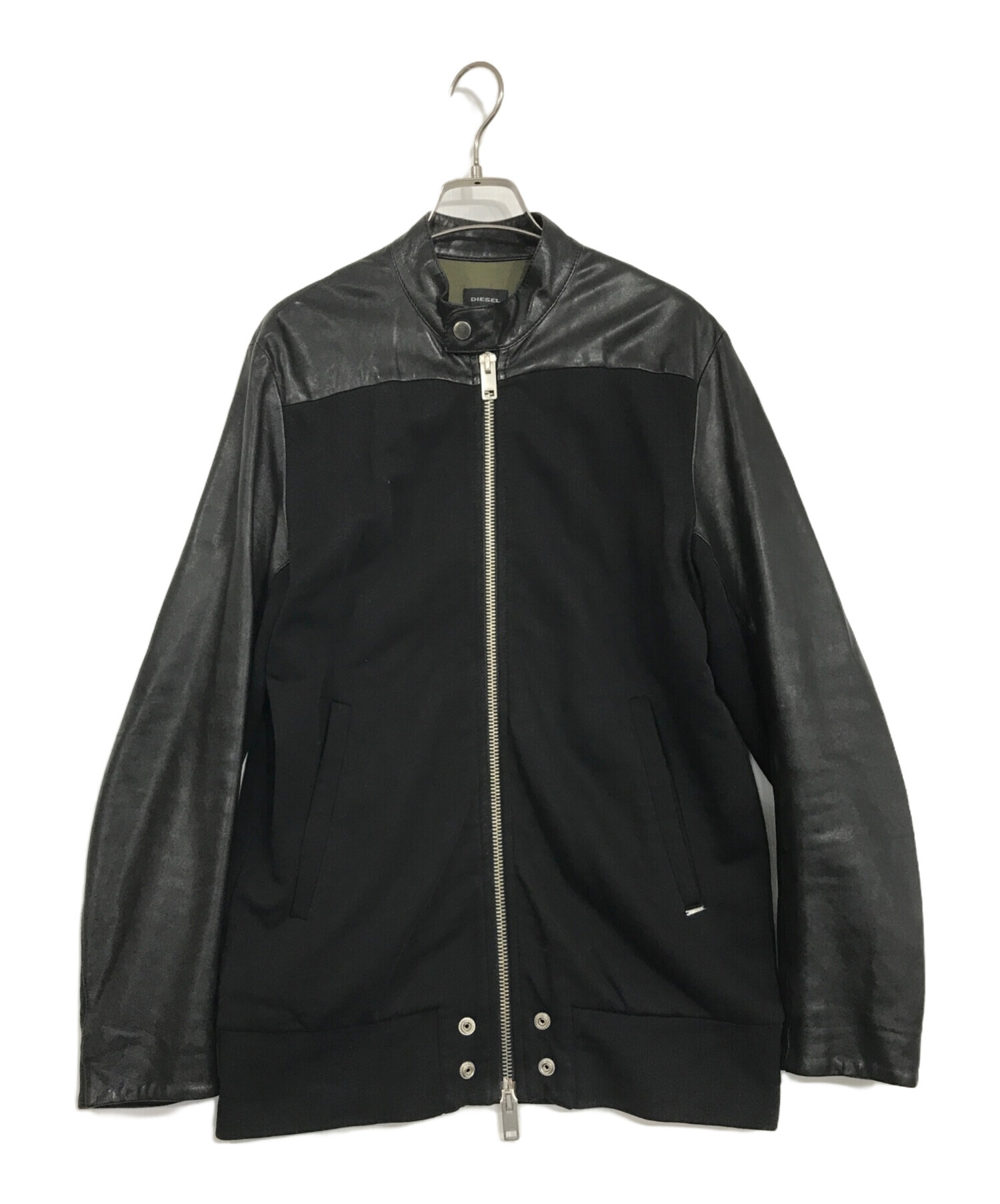 中古・古着通販】DIESEL (ディーゼル) レザー切替ジャケット ブラック  