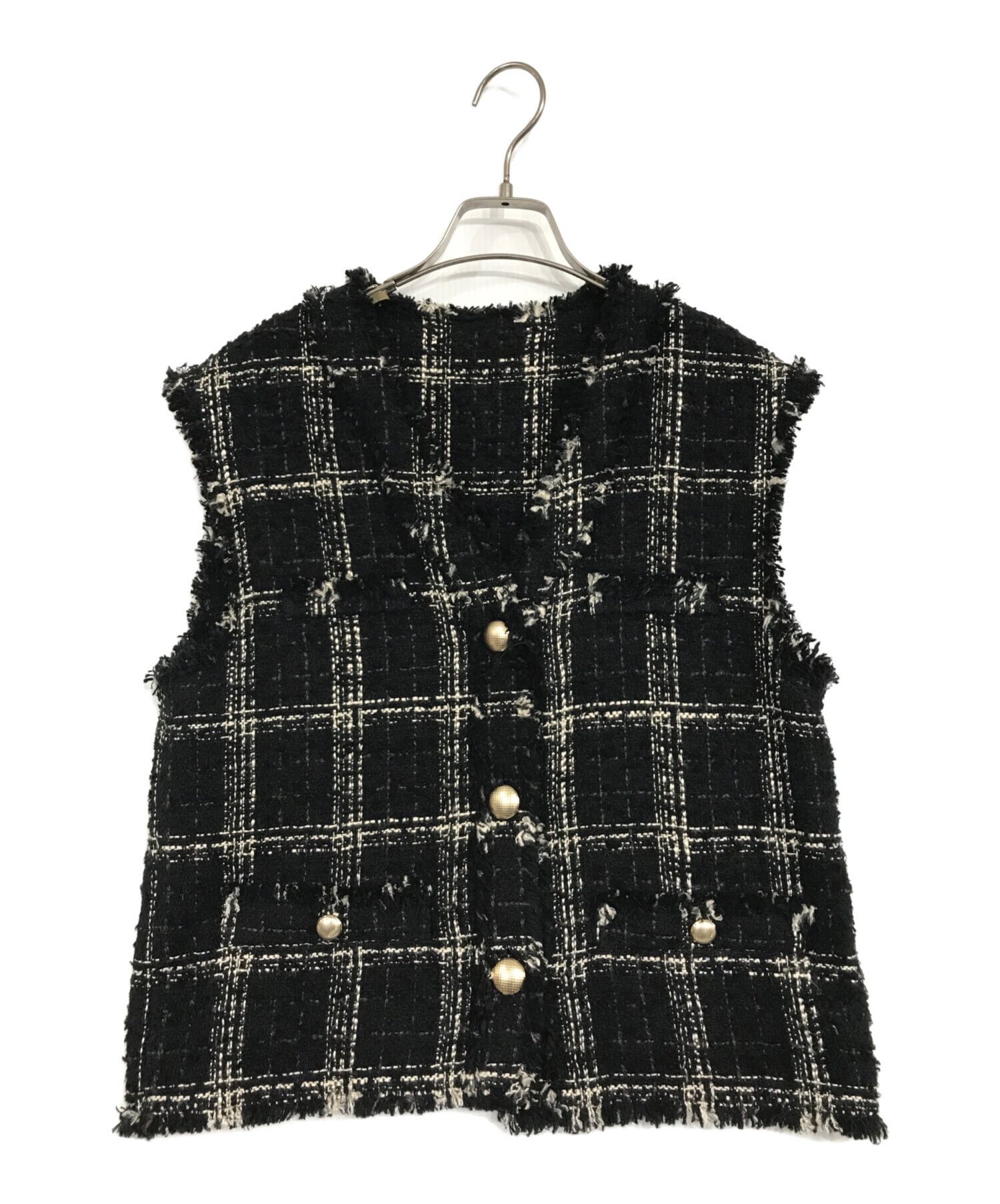 ベスト チェックツイードノースリベスト