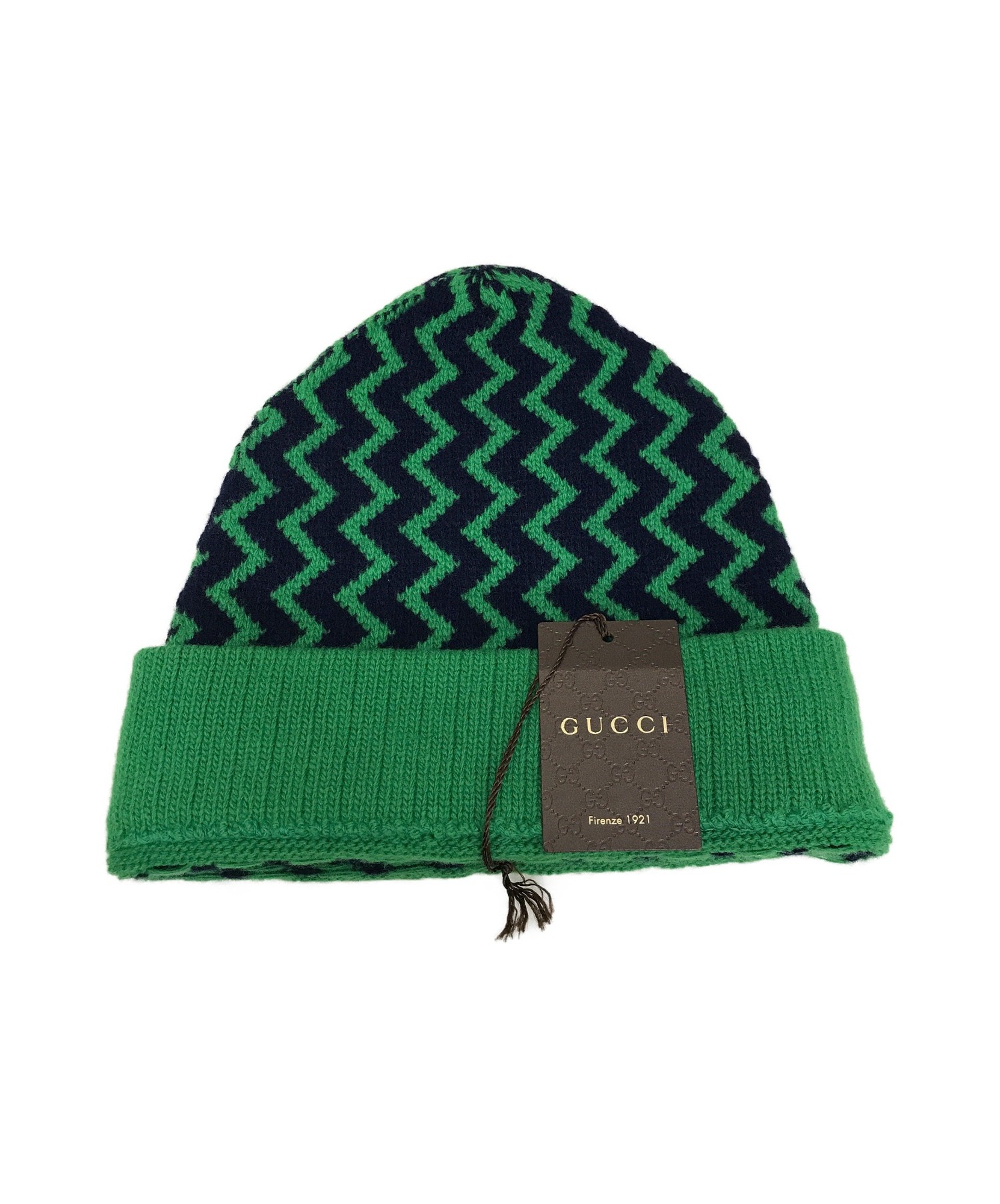 GUCCI (グッチ) ニット帽 グリーン サイズ:M 未使用品 ZAGGEDE