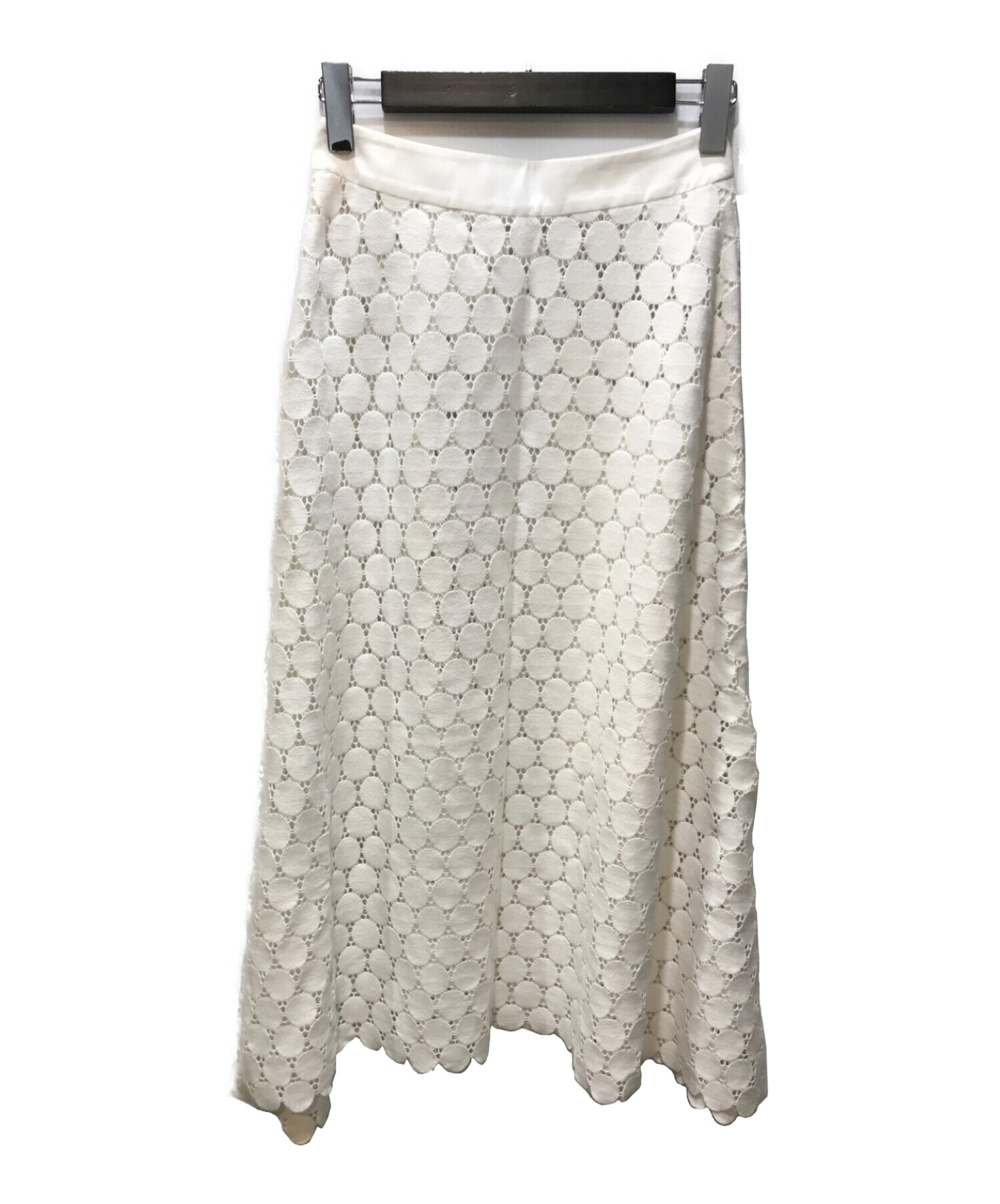 LE CIEL BLEU (ルシェルブルー) Dot Lace Flare Skirt ドットレース フレア スカート ホワイト サイズ:36