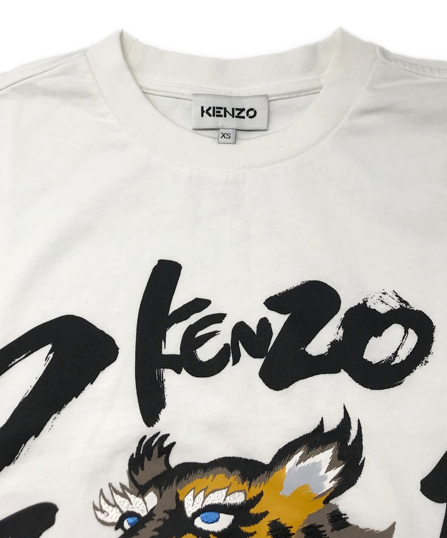 KENZO (ケンゾー) KANSAI YAMAMOTO (カンサイ ヤマモト) コラボ タイガー カットソー ホワイト サイズ:XS