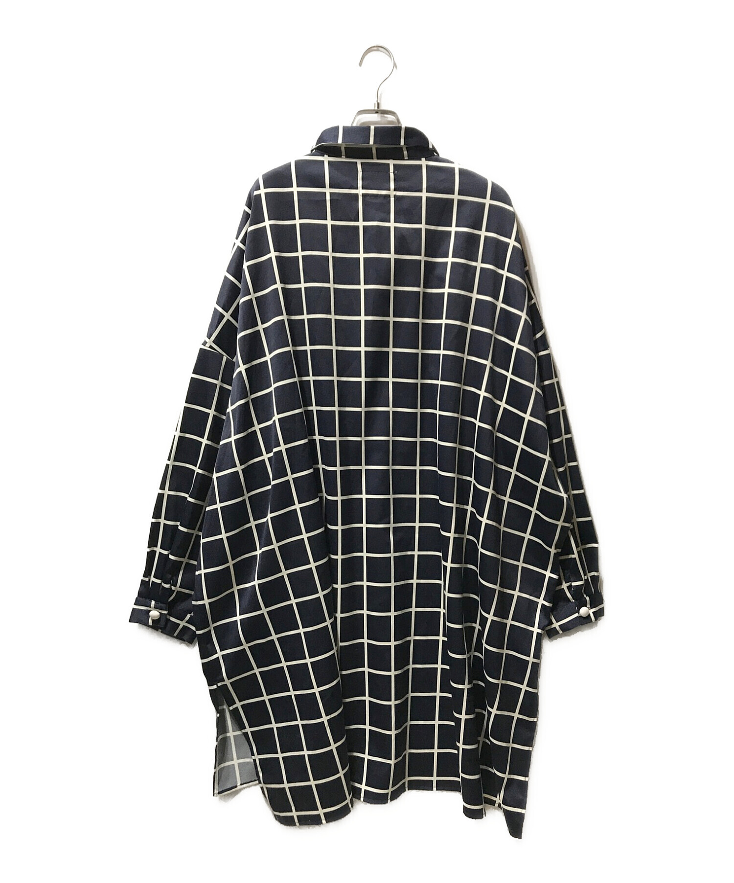 中古・古着通販】0658 (0658) オーバーサイズシャツ ネイビー×ホワイト 