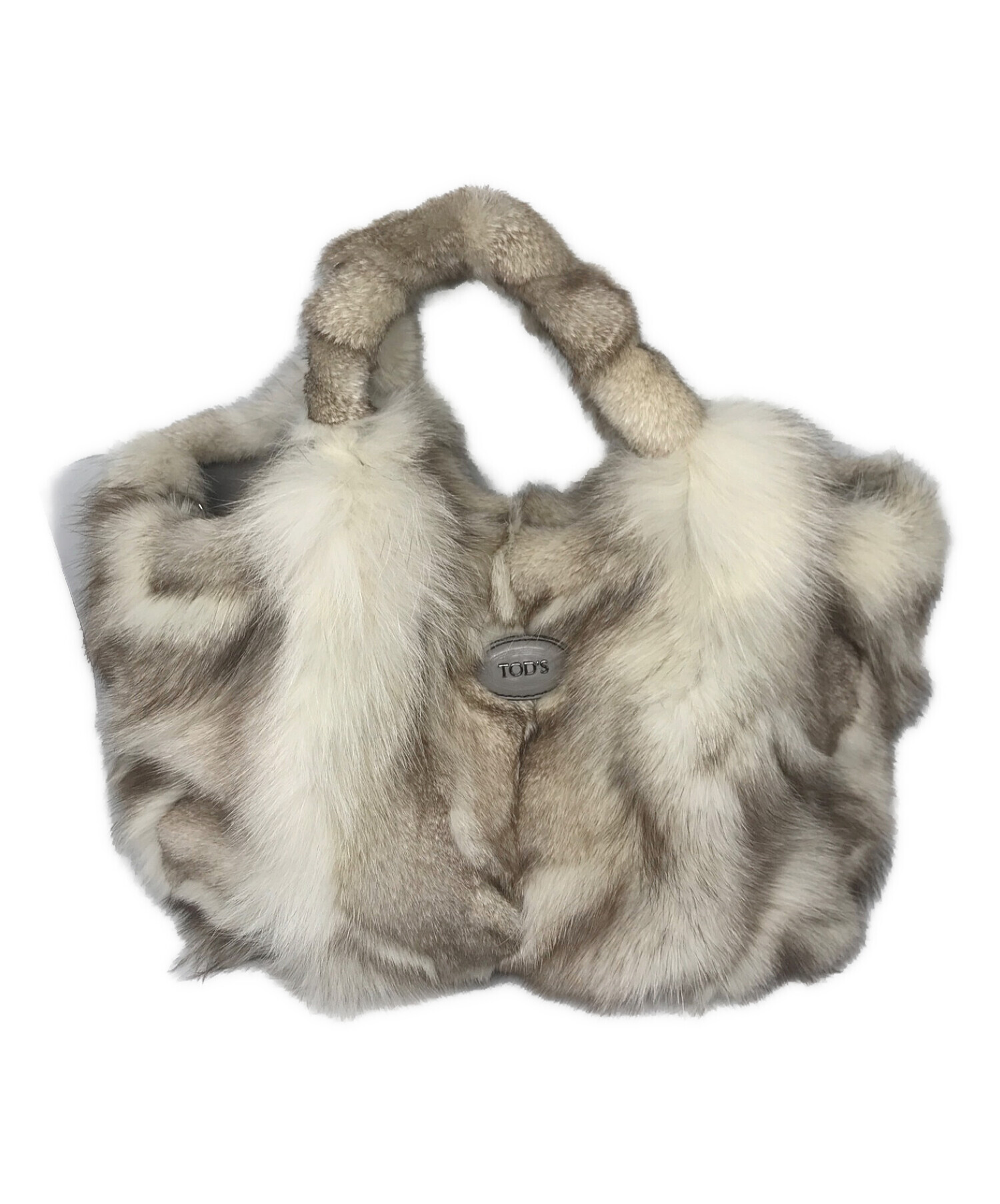 TOD'S トッズグレーラビットファーバッグショルダー