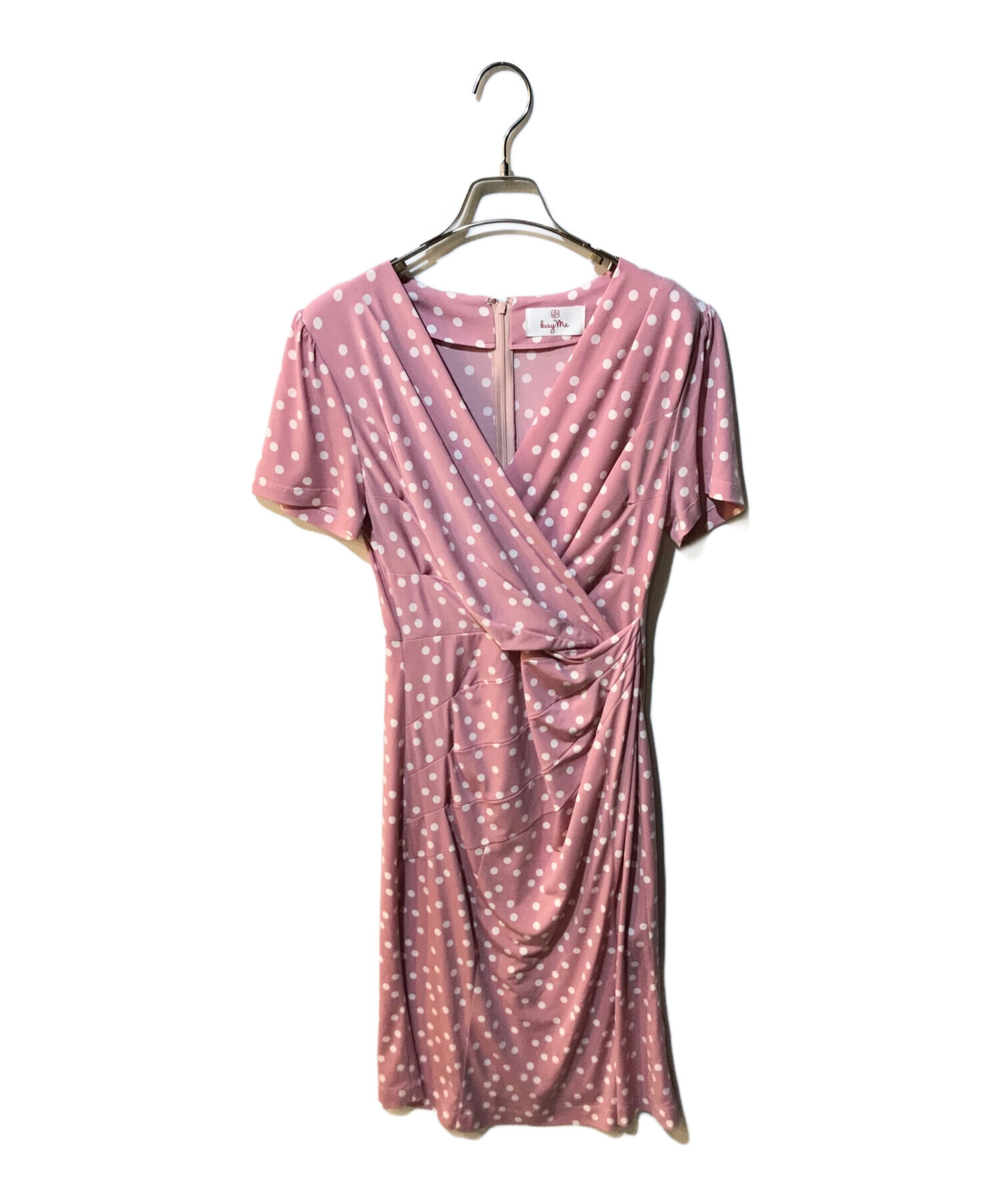 美品✨kayme ケイミー ブルーフォンセフラワー ギャザーワンピース 7 S