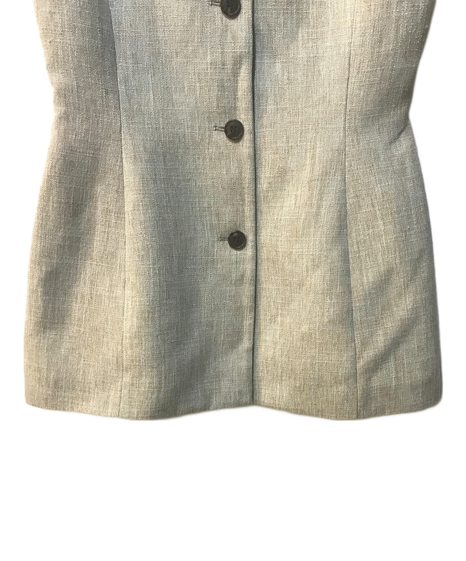 anuans アニュアンスフロントボタンペプラムブラウスベージュ