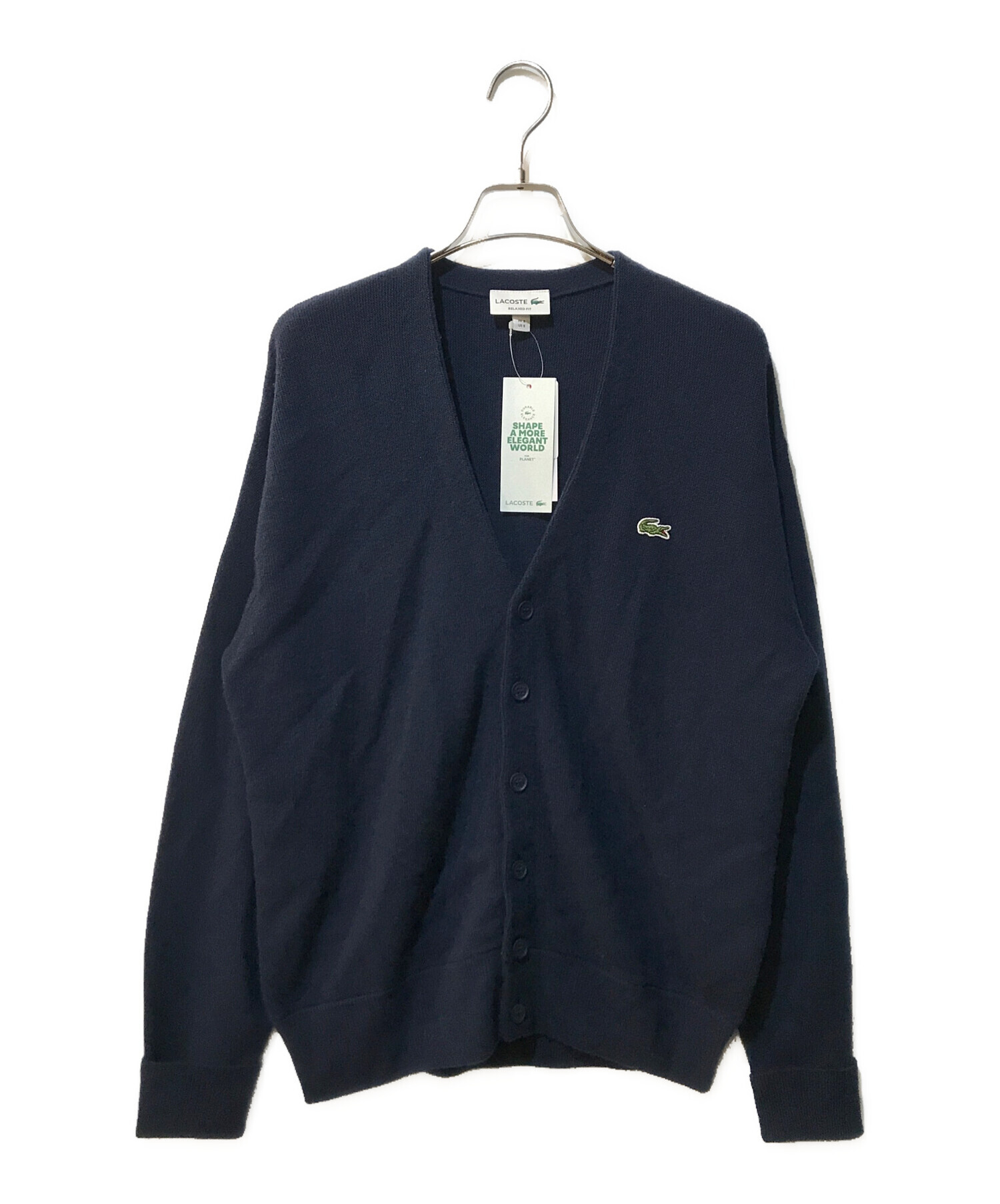 中古・古着通販】LACOSTE (ラコステ) ガーター編みVネックカーディガン  