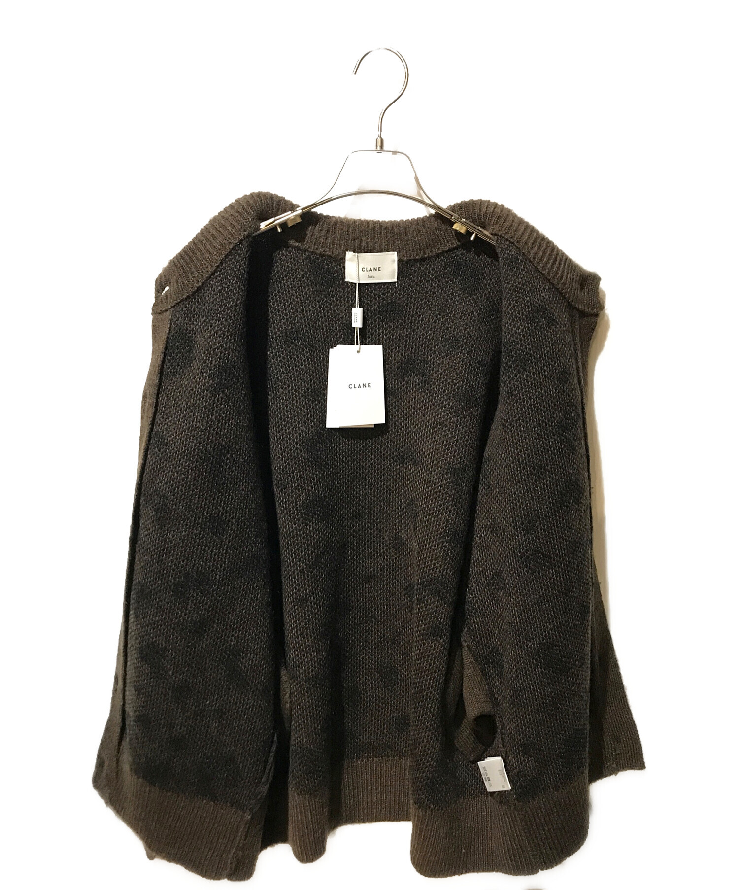 中古・古着通販】CLANE (クラネ) MOHAIR LOOSE KNIT CARDIGAN ブラウン  
