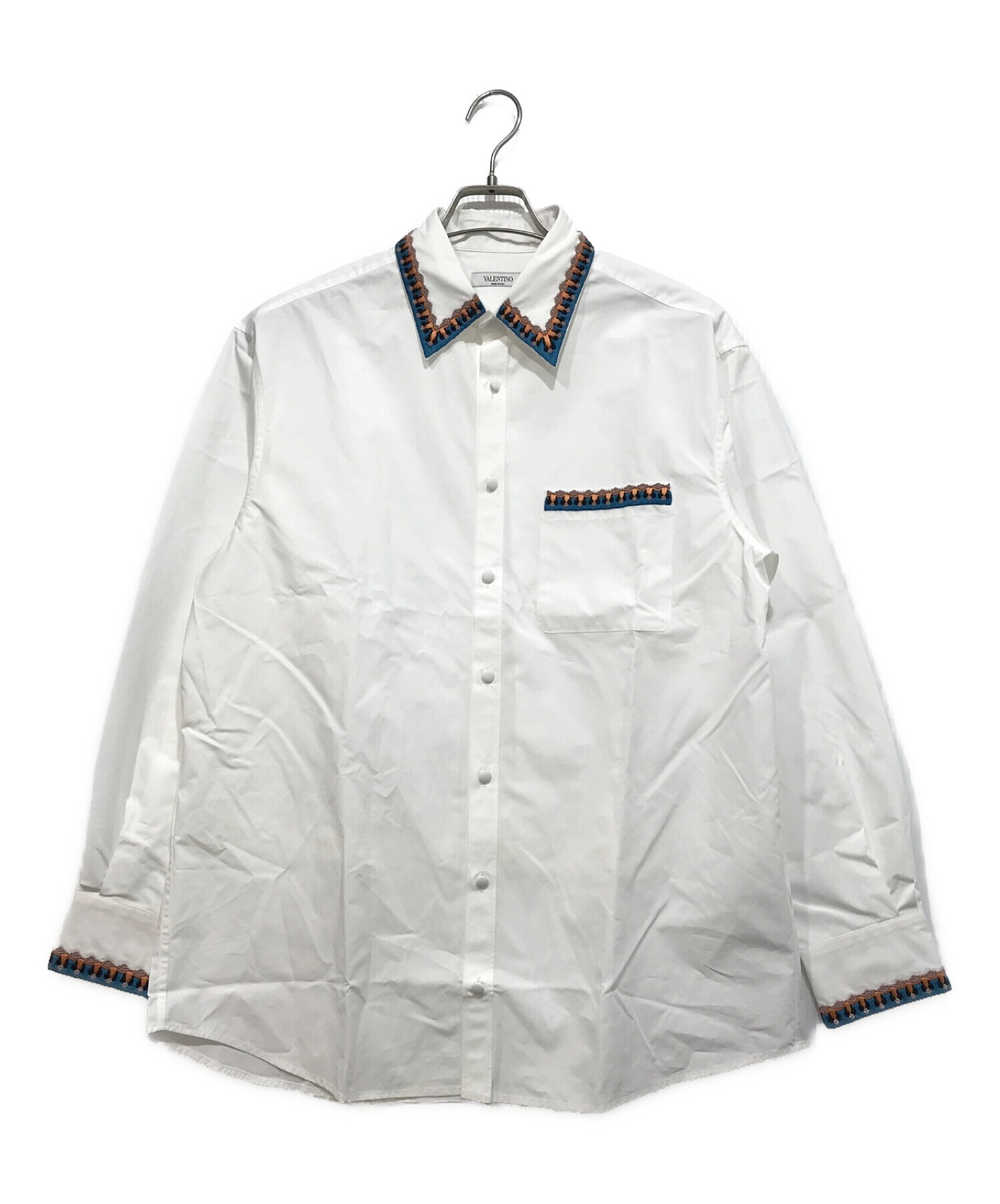 VALENTINO (ヴァレンティノ) エンブロイダリーカラーシャツ ホワイト サイズ:39