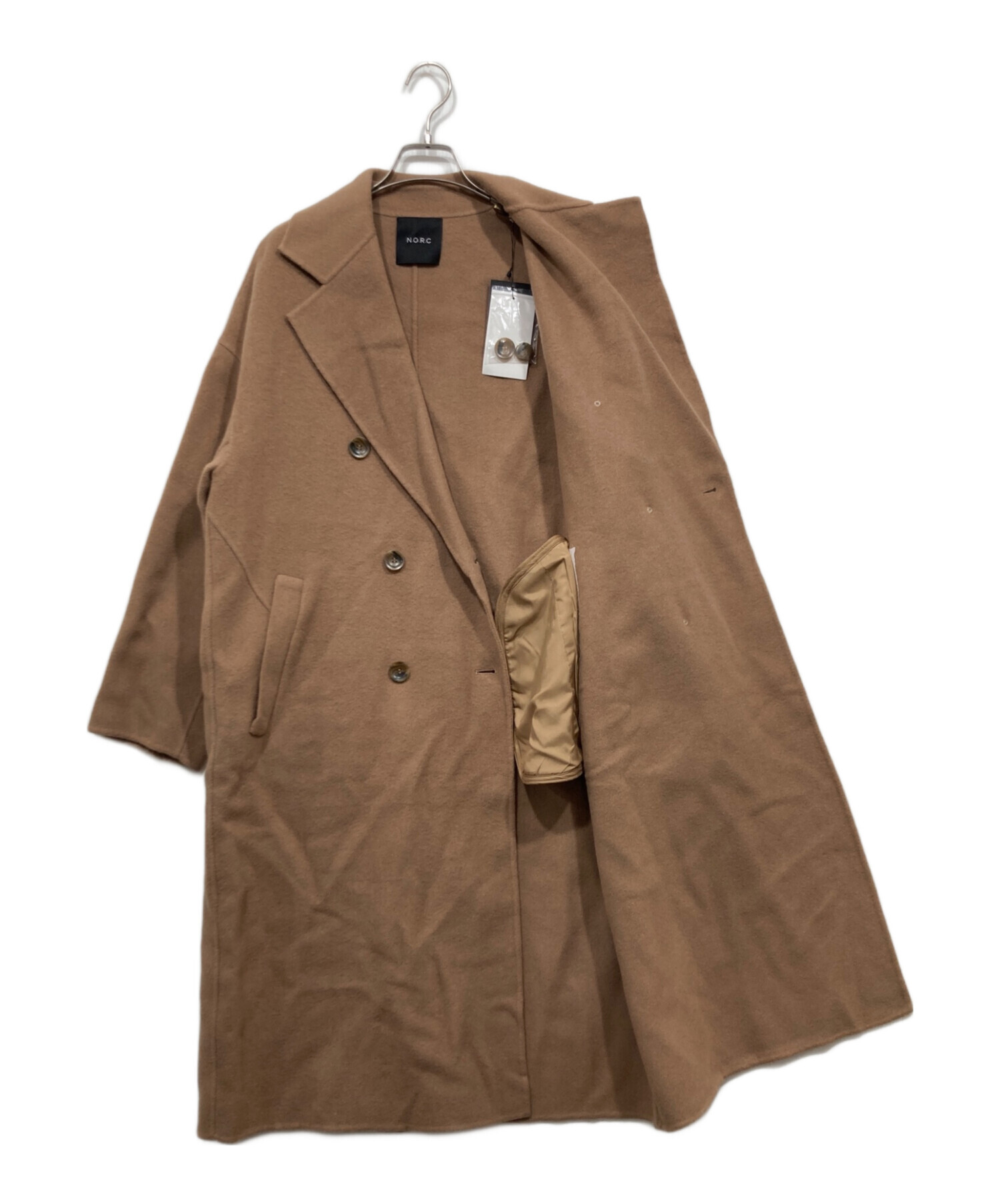中古・古着通販】N.O.R.C (ノーク) ダブルロングリバーコート ブラウン 