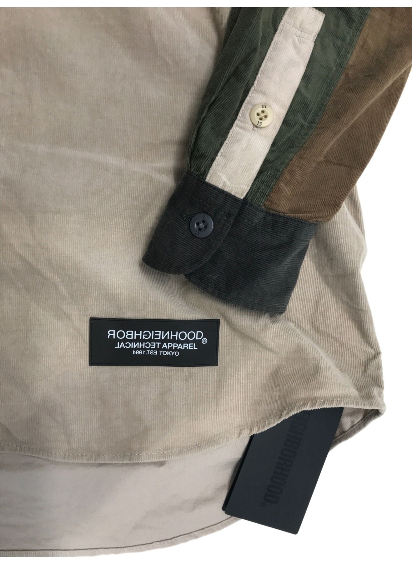 NEIGHBORHOOD (ネイバーフッド) クレイジーパターンコーデュロイシャツ ブラウン×カーキ サイズ:L 未使用品