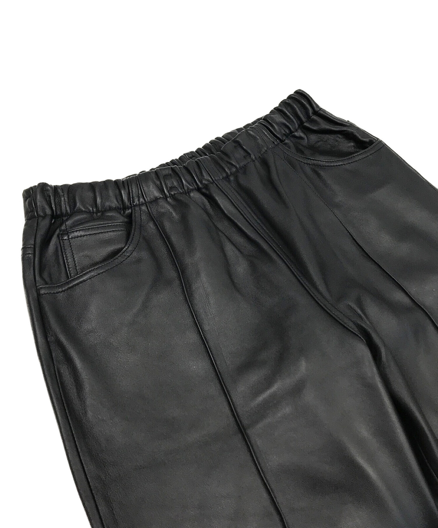 WESTOVERALLS (ウエストオーバーオールズ) LEATHER TRACK PANTS ブラック サイズ:S