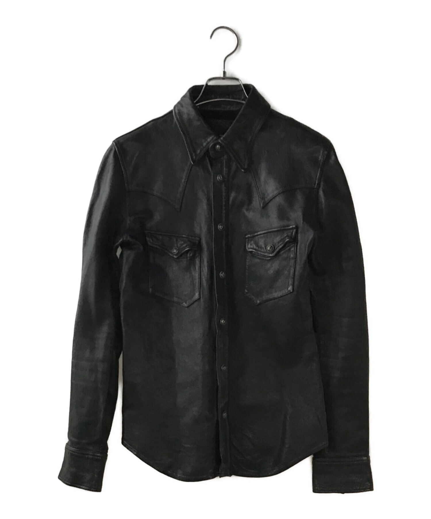 ISAMU KATAYAMA BACKLASH (イサムカタヤマ・バックラッシュ) レザーシャツジャケット ブラック サイズ:M