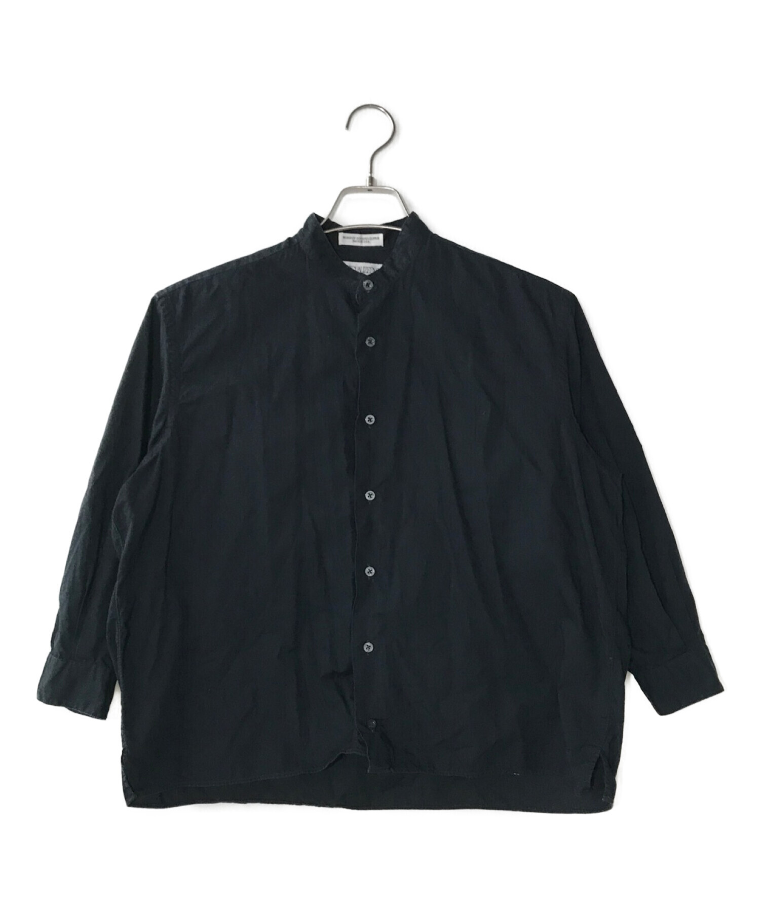 INDIVIDUALIZED SHIRTS (インディビジュアライズドシャツ) バンドカラーシャツ ネイビー サイズ:15-28