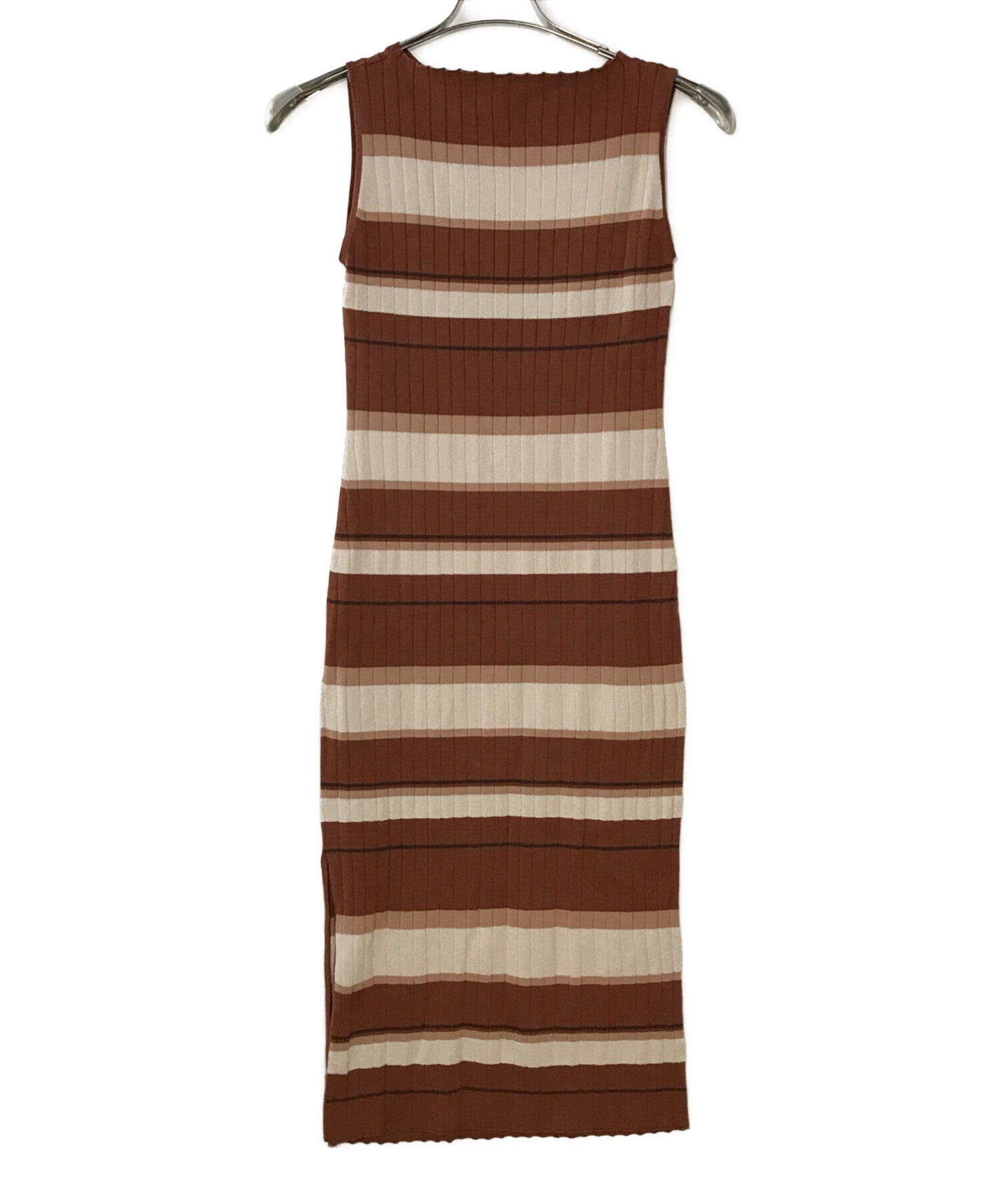 Cotton Striped Ribbed Knit Dress Mサイズ