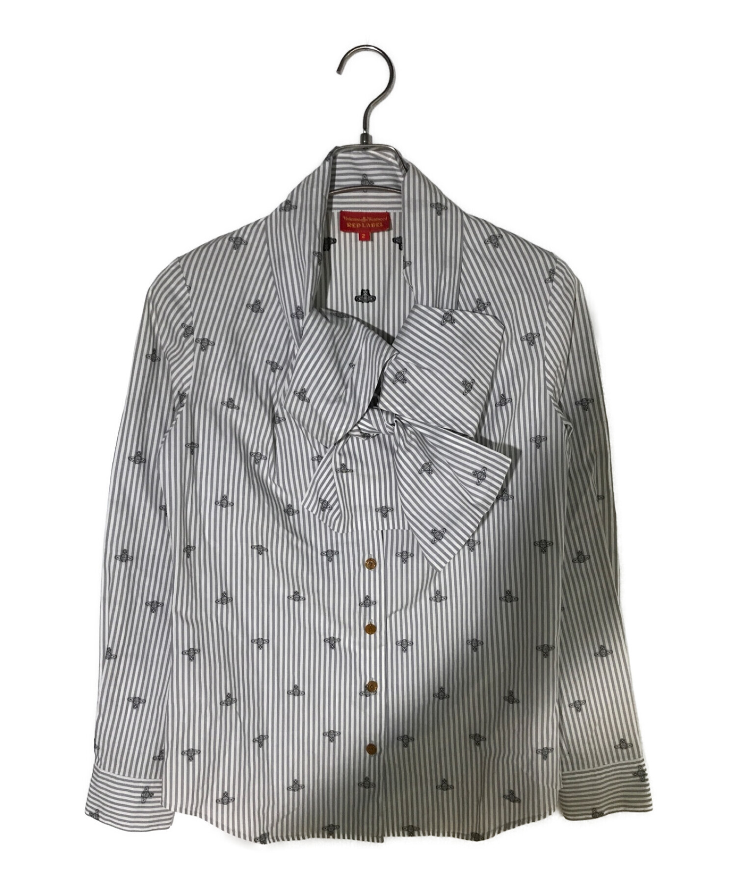 Vivienne Westwood RED LABEL (ヴィヴィアンウエストウッドレッドレーベル) オーブ総柄刺繍デザインシャツ グレー サイズ:2