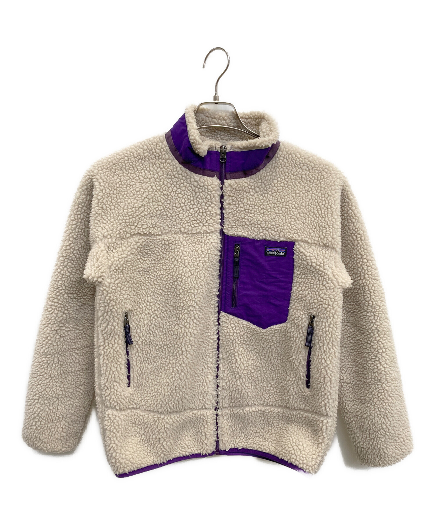 patagonia フリースジャケットレトロx キッズXL ベージュ/紫 patagonia フリースジャケットレトロx キッズXL ベージュ/紫