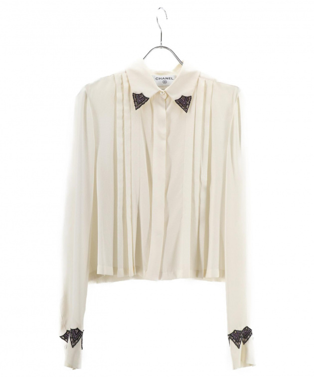 中古・古着通販】CHANEL (シャネル) シルクブラウス ホワイト サイズ 