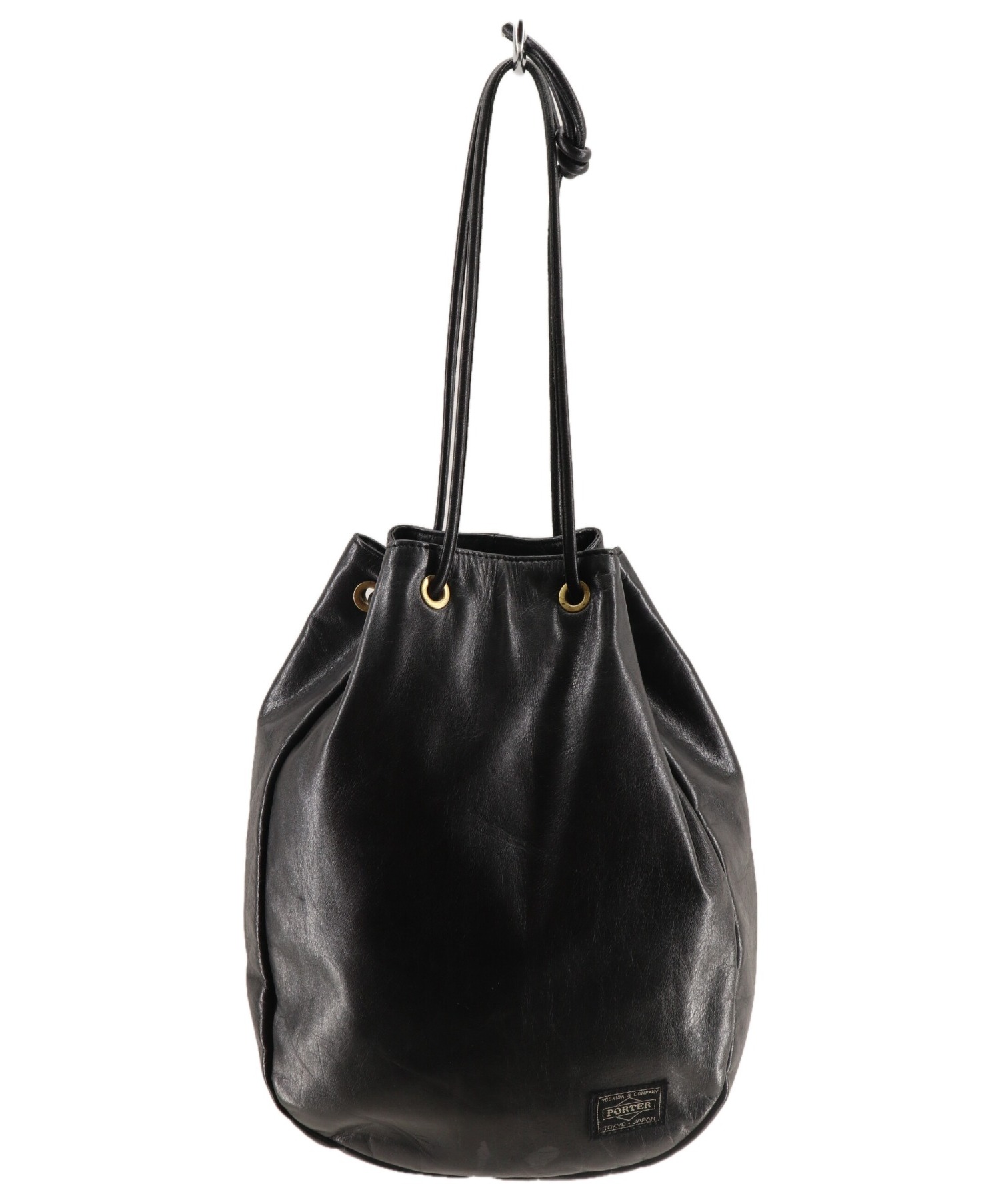 5525gallery×PORTER (5525ギャラリー×ポーター) レザー巾着バッグ ブラック