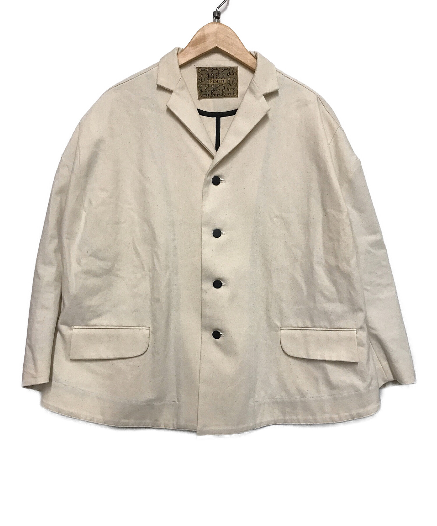 NEMETH (ネメス) 立体裁断オープンカラーシャツジャケット ホワイト サイズ:Free