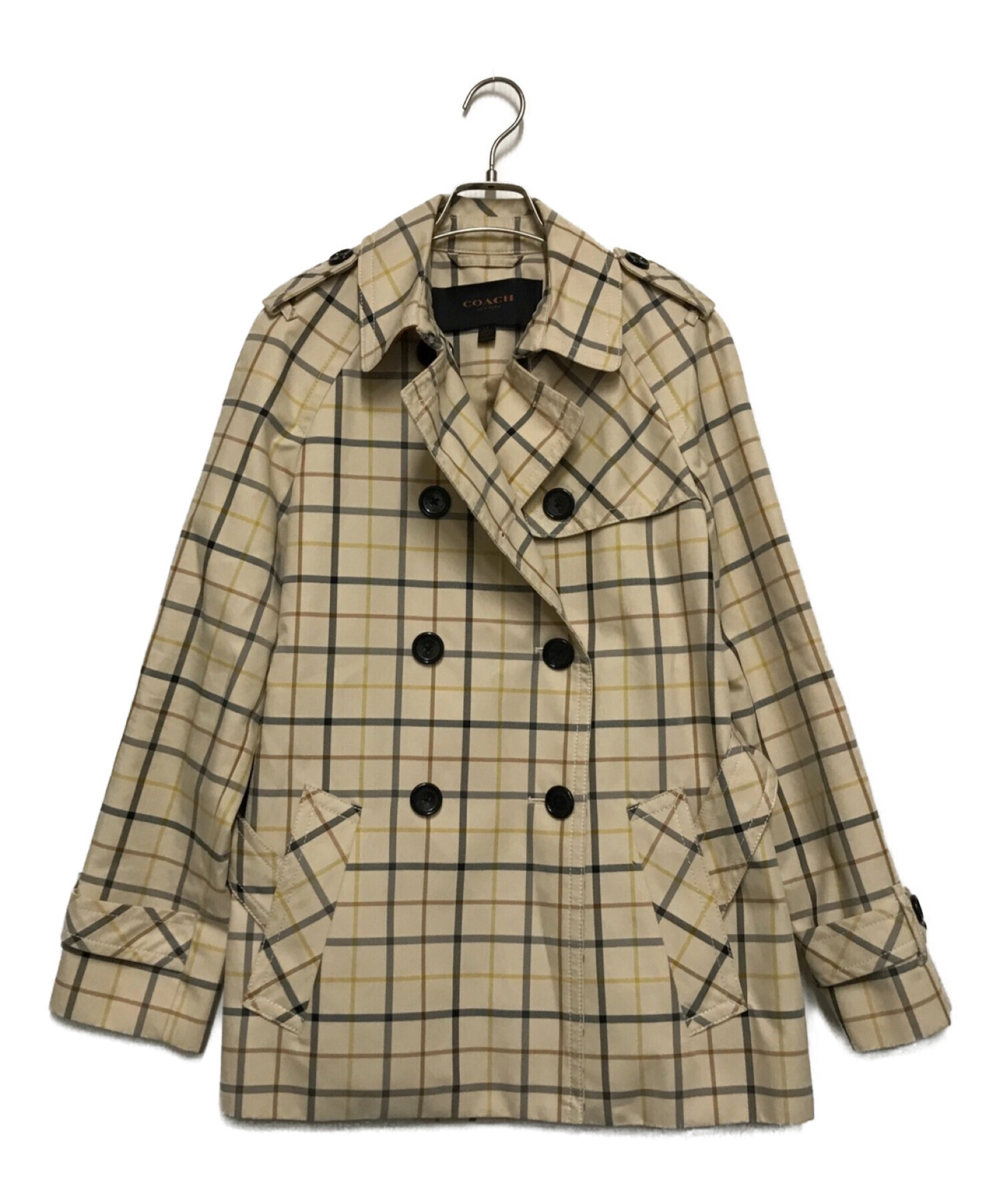 中古・古着通販】COACH (コーチ) チェック柄トレンチコート ベージュ  