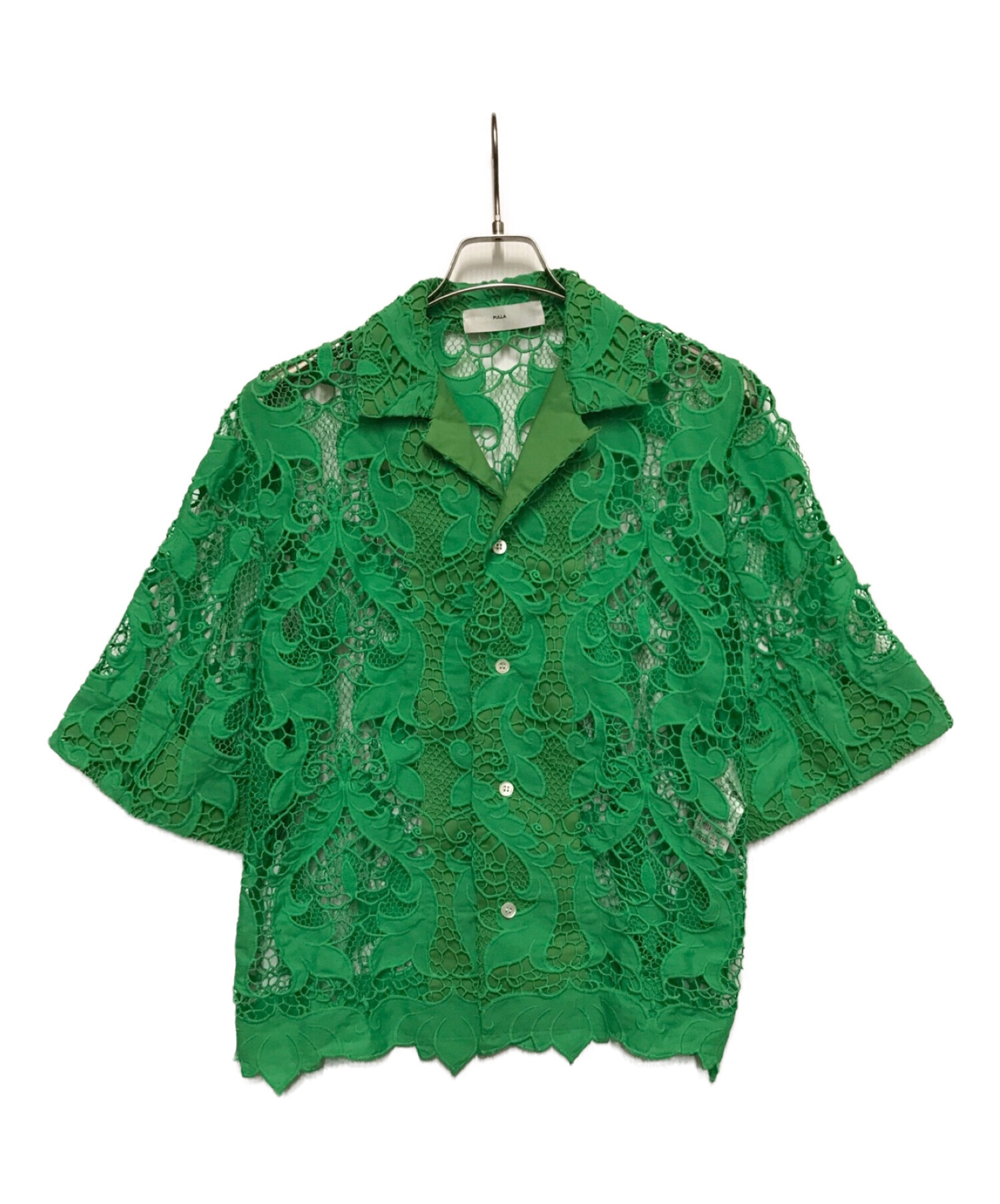 TOGA PULLA (トーガ プルラ) レースシャツ　半袖シャツ グリーン サイズ:M