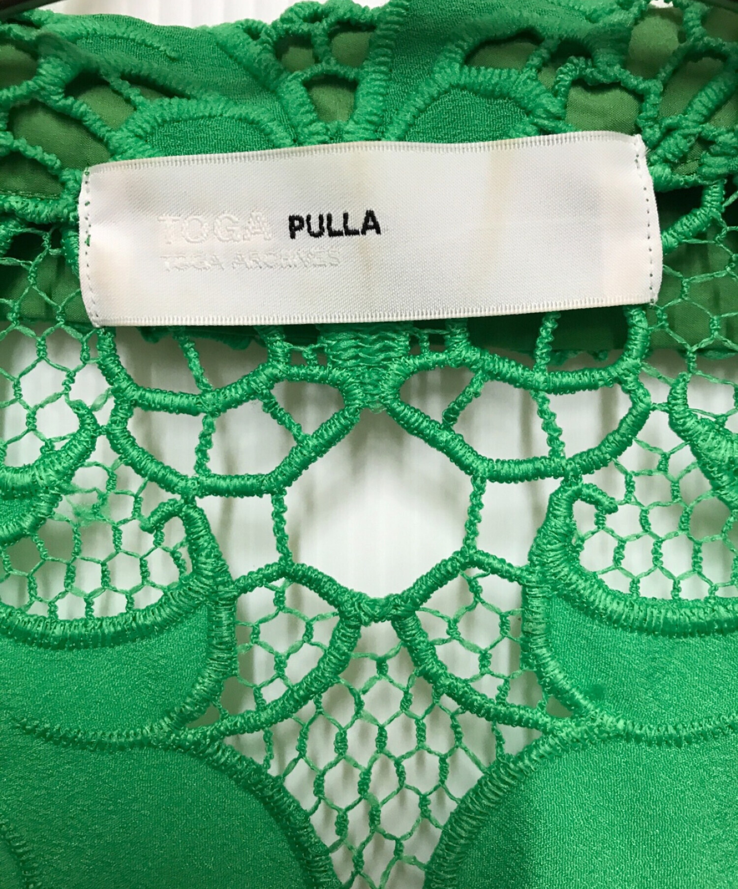 TOGA PULLA (トーガ プルラ) レースシャツ　半袖シャツ グリーン サイズ:M