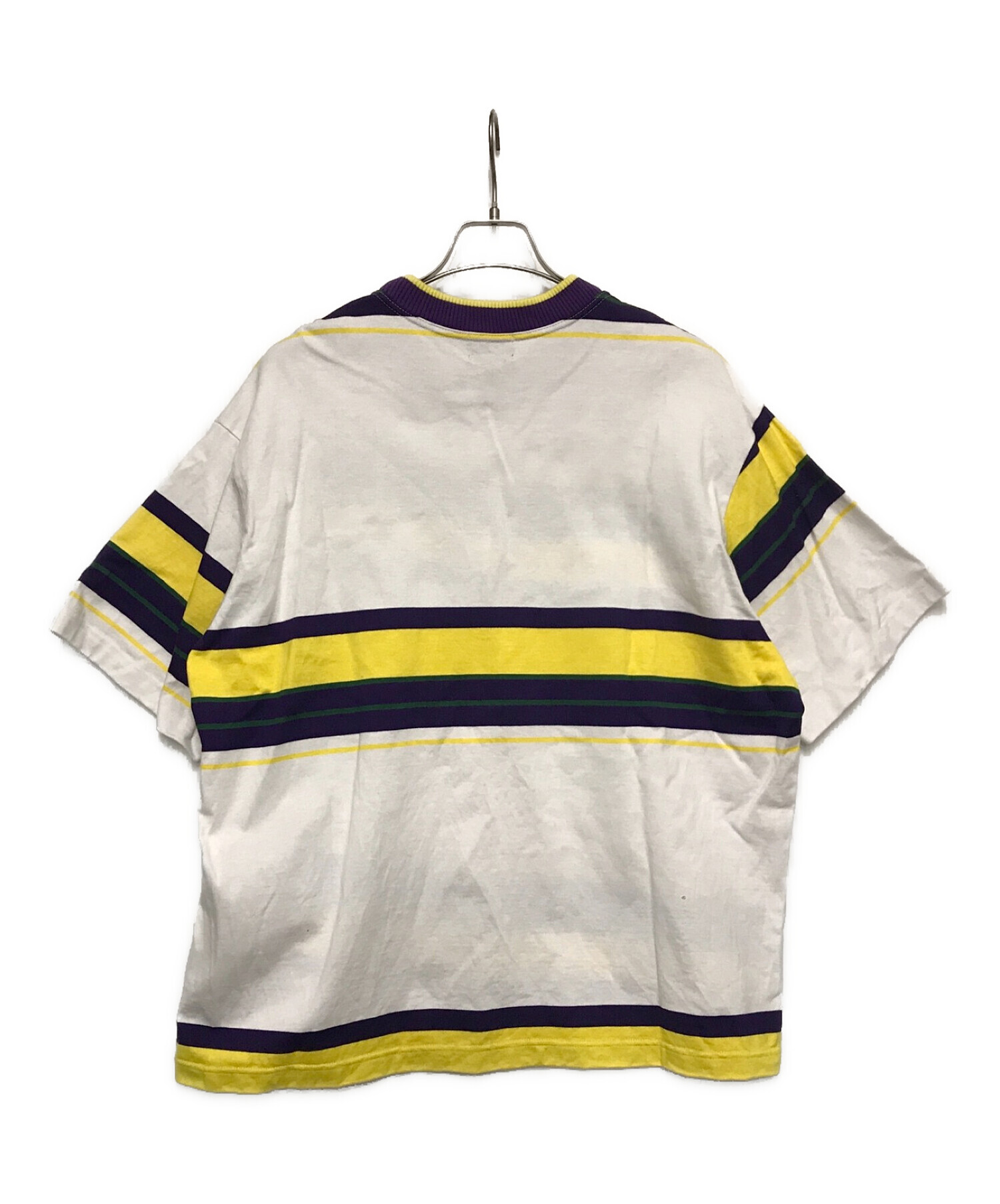 KOLOR (カラー) コットンビッグボーダーTシャツ ホワイト×パープル サイズ:2