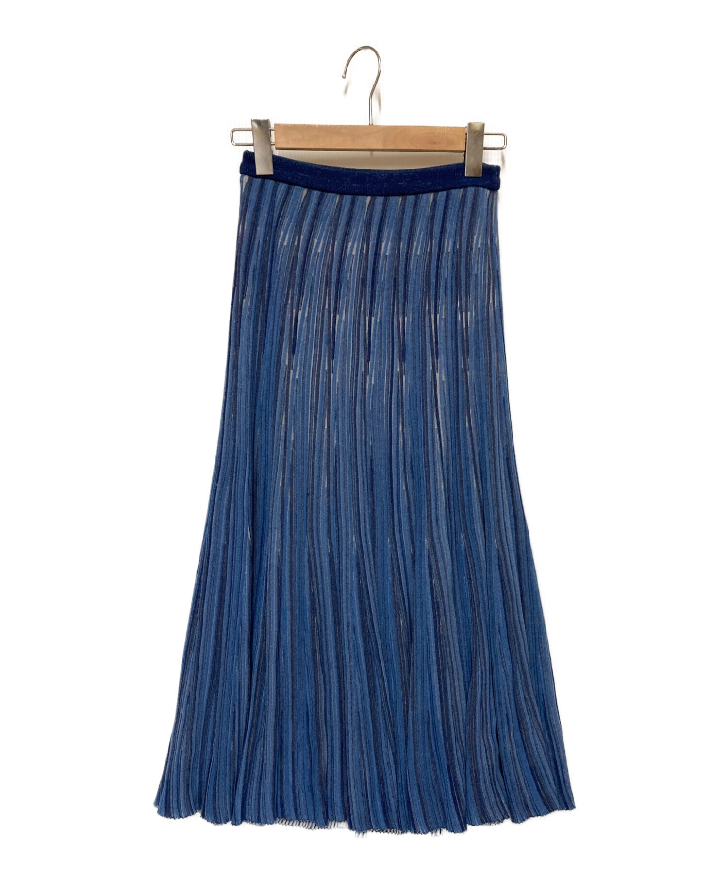 Mame Kurogouchi (マメクロゴウチ) Ribbed Knit Flare Skirt ブルー サイズ:１