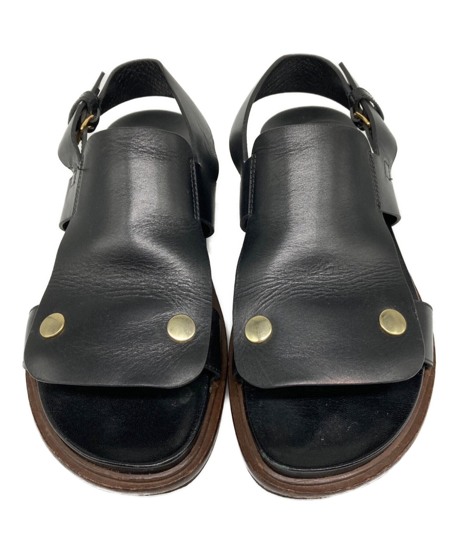 中古・古着通販】MARNI (マルニ) フスベットレザーサンダル ブラック 