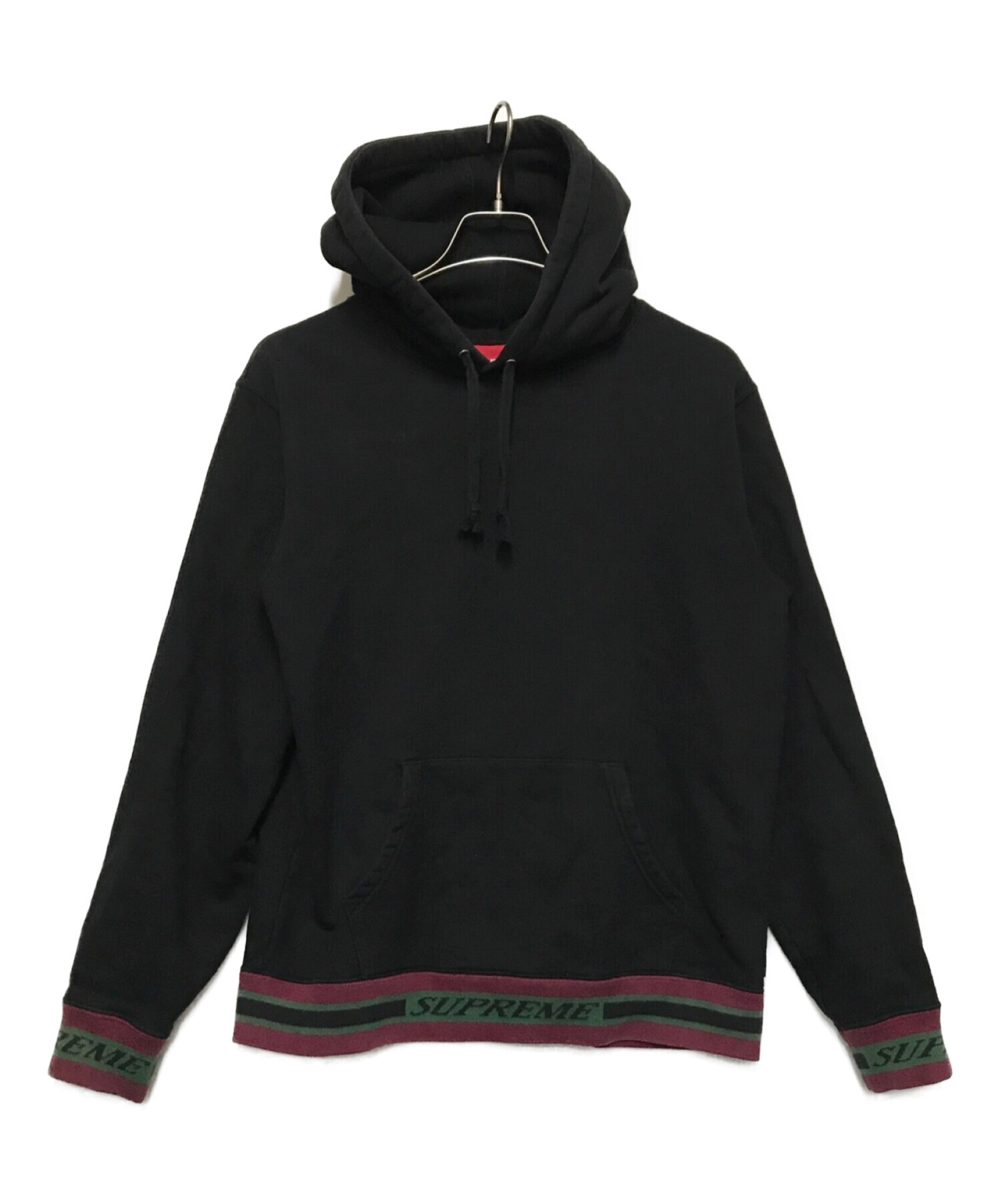 SUPREME (シュプリーム) Striped Rib Hooded Sweatshirt ブラック サイズ:S