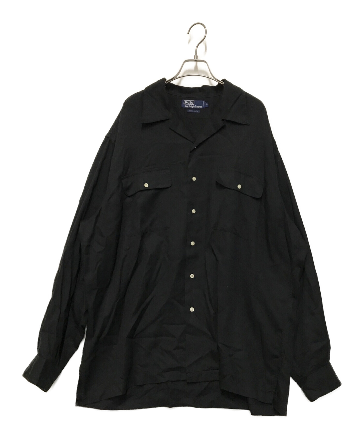 ポロラルフローレン  開襟シャツ XL シルク　レーヨン　ビッグサイズ　裾ロゴ