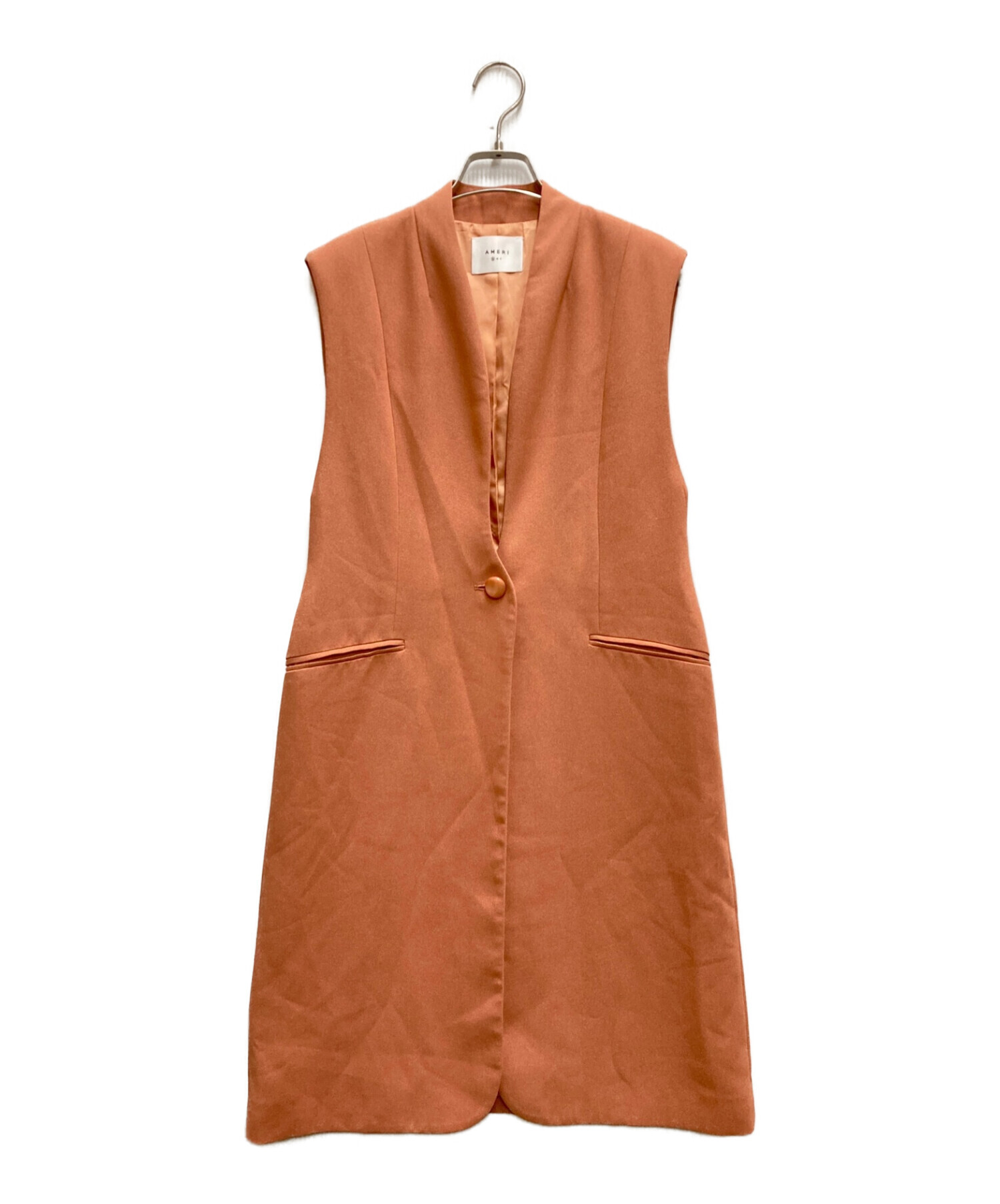 中古・古着通販】Ameri (アメリ) WAVE COLLAR ANGULAR VEST オレンジ 