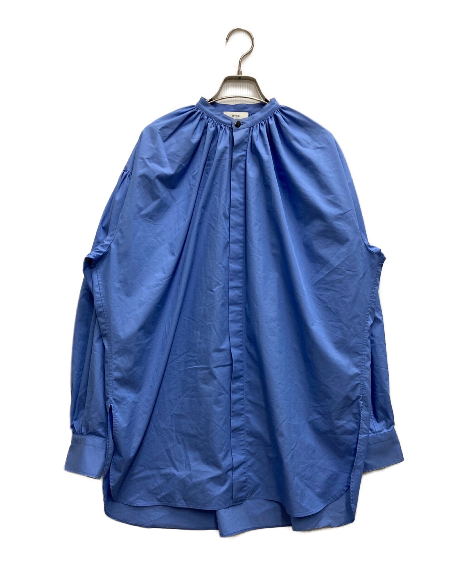 中古・古着通販】HYKE (ハイク) ギャザースタンドカラーシャツ ブルー 