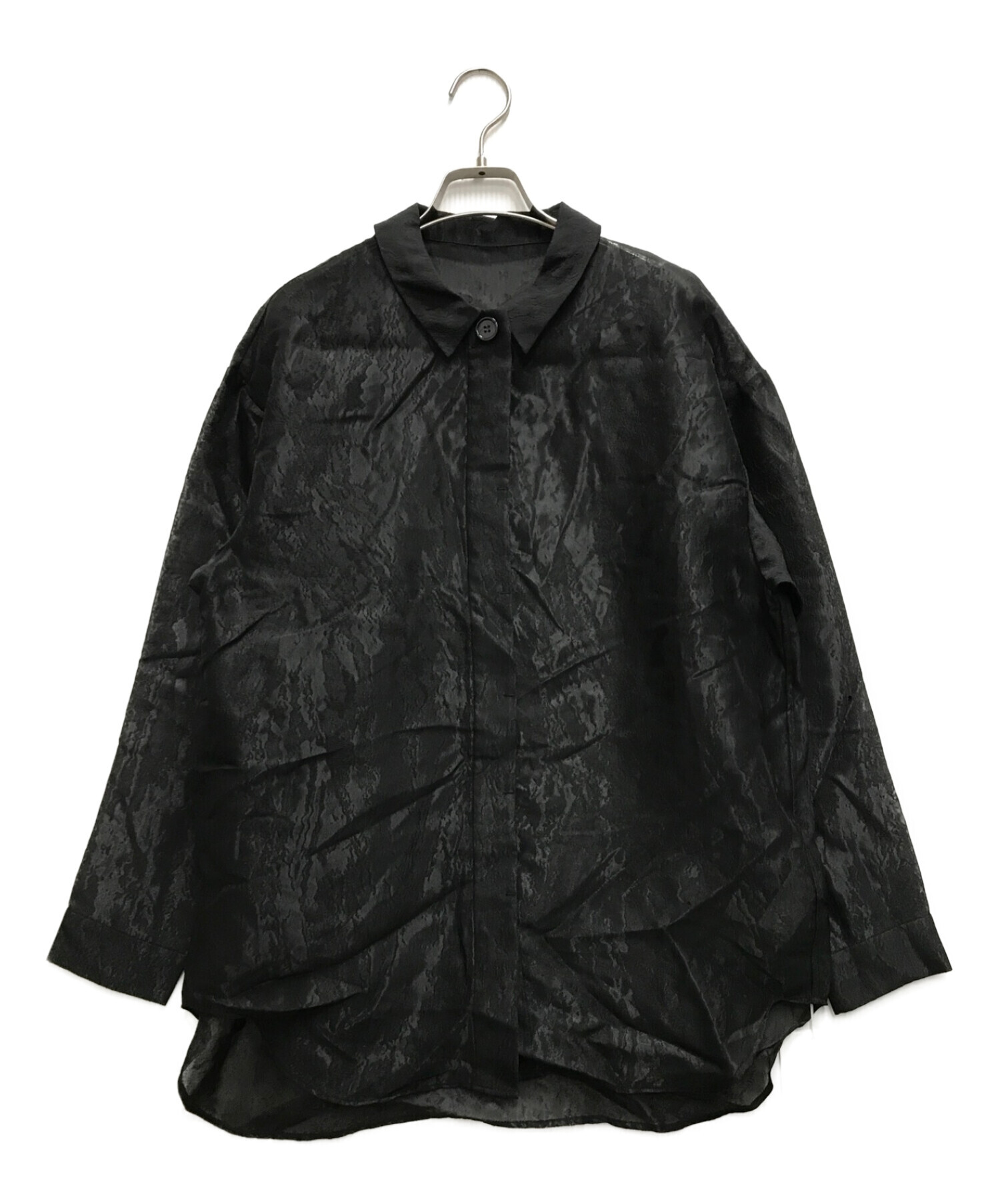 中古・古着通販】Ameri (アメリ) EMBOSS PATTERN SHEER SHIRT ブラック 