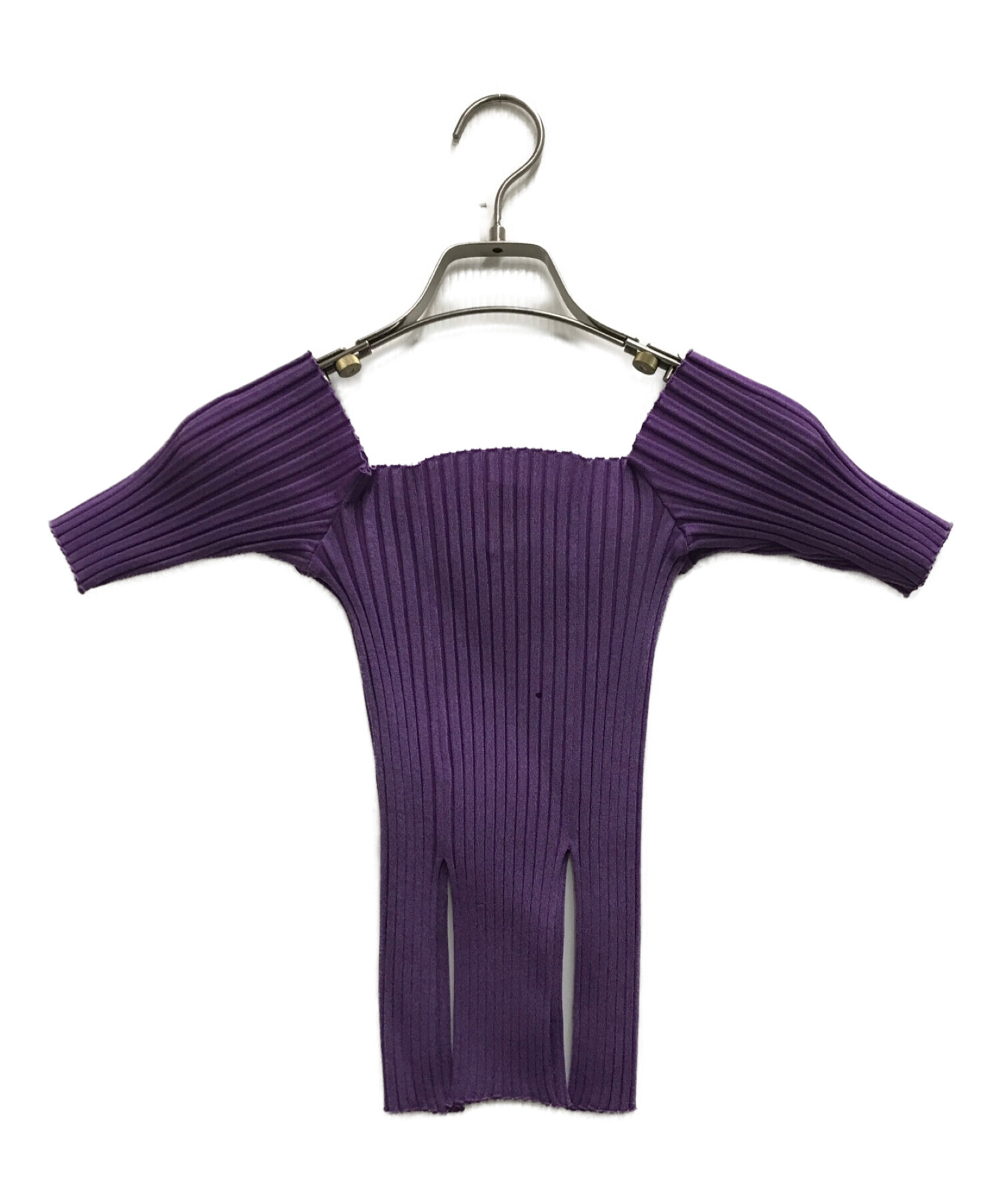 中古・古着通販】FETICO (フェティコ) RIB KNIT SLIT TOP パープル 