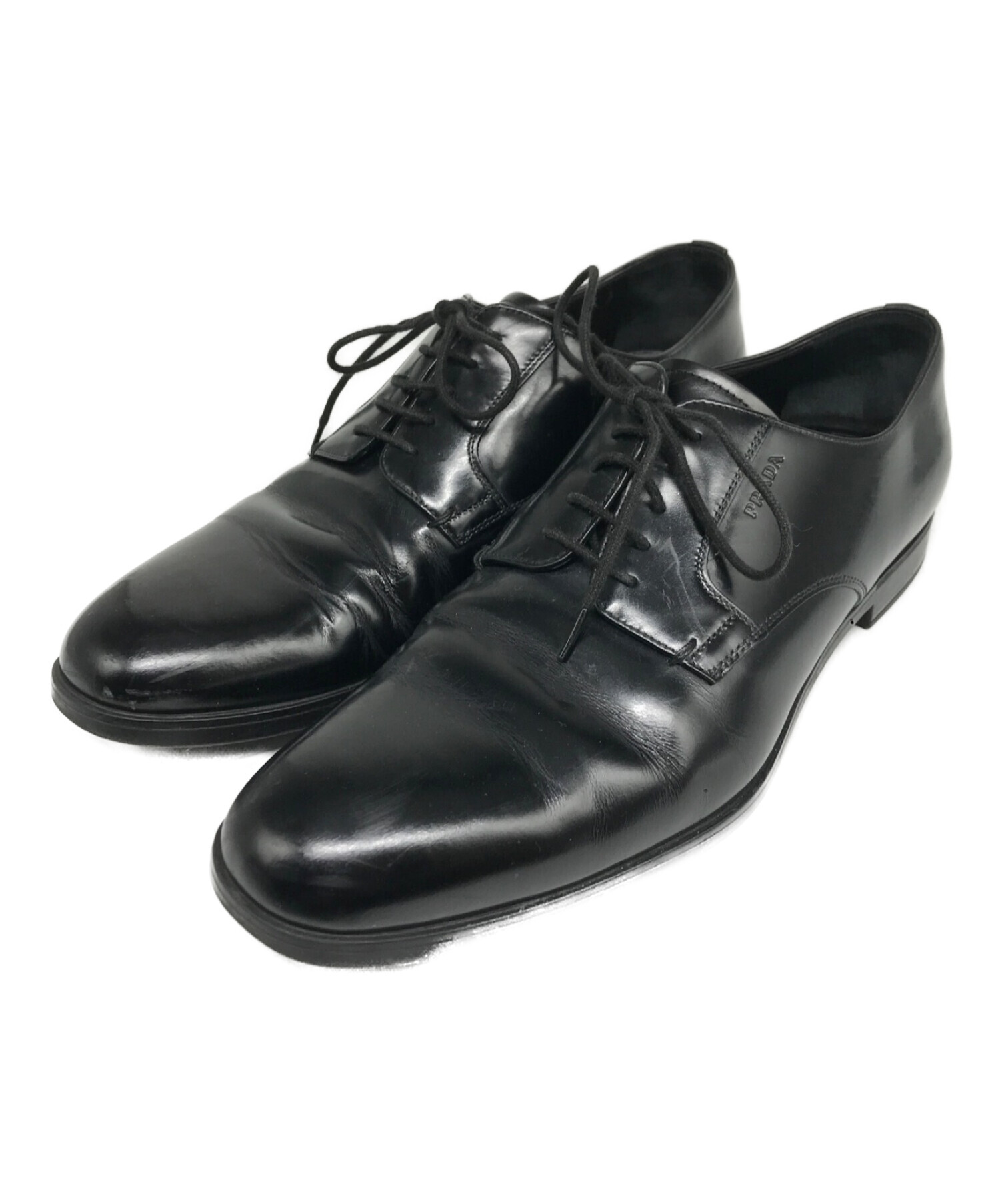 中古・古着通販】PRADA (プラダ) レザーシューズ ブラック サイズ:7 
