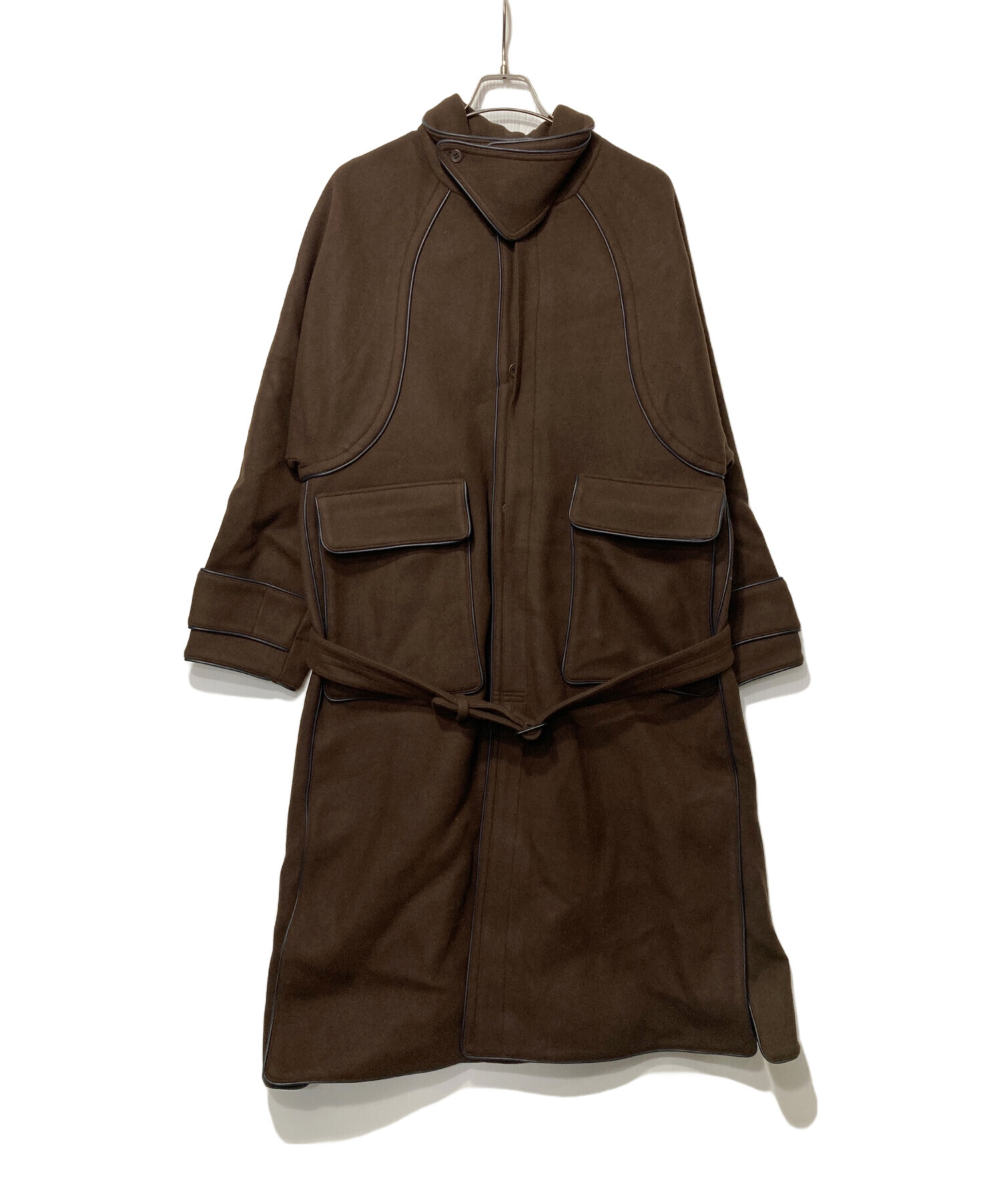 中古・古着通販】UMBER (アンバー) フェイクレザー切替ウールコート 