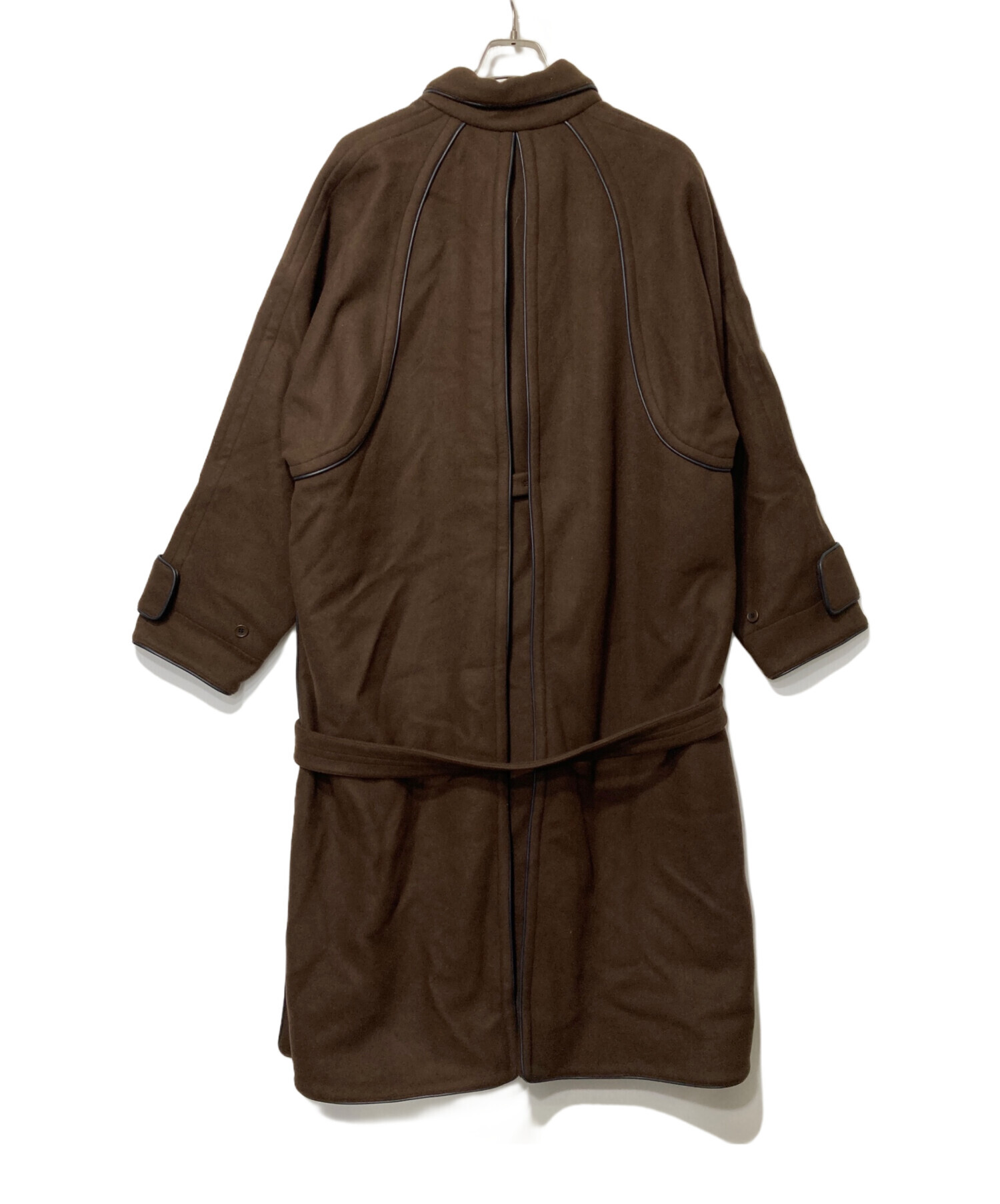 中古・古着通販】UMBER (アンバー) フェイクレザー切替ウールコート 