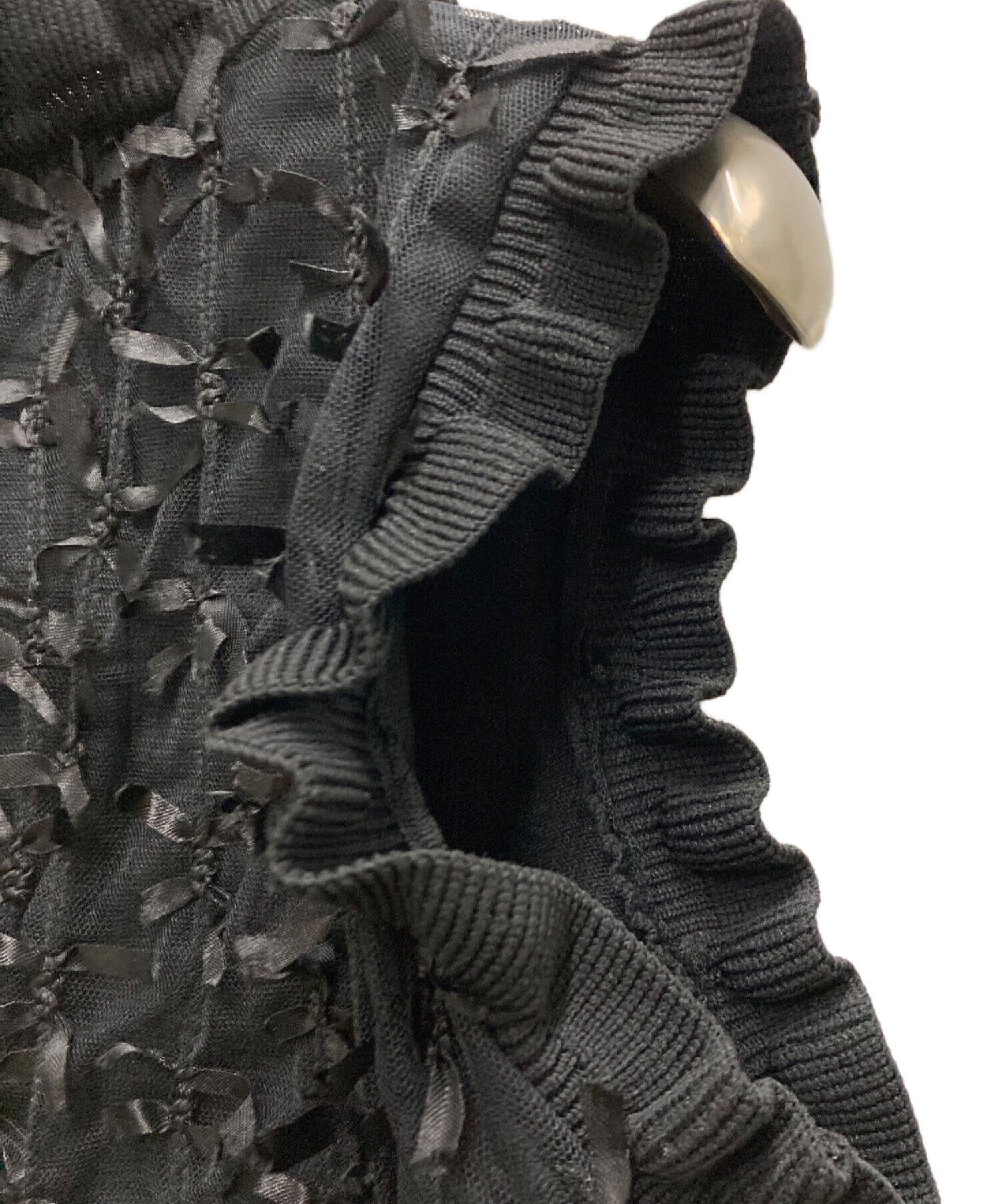 中古・古着通販】furfur (ファーファー) リボンマテリアルニットベスト 