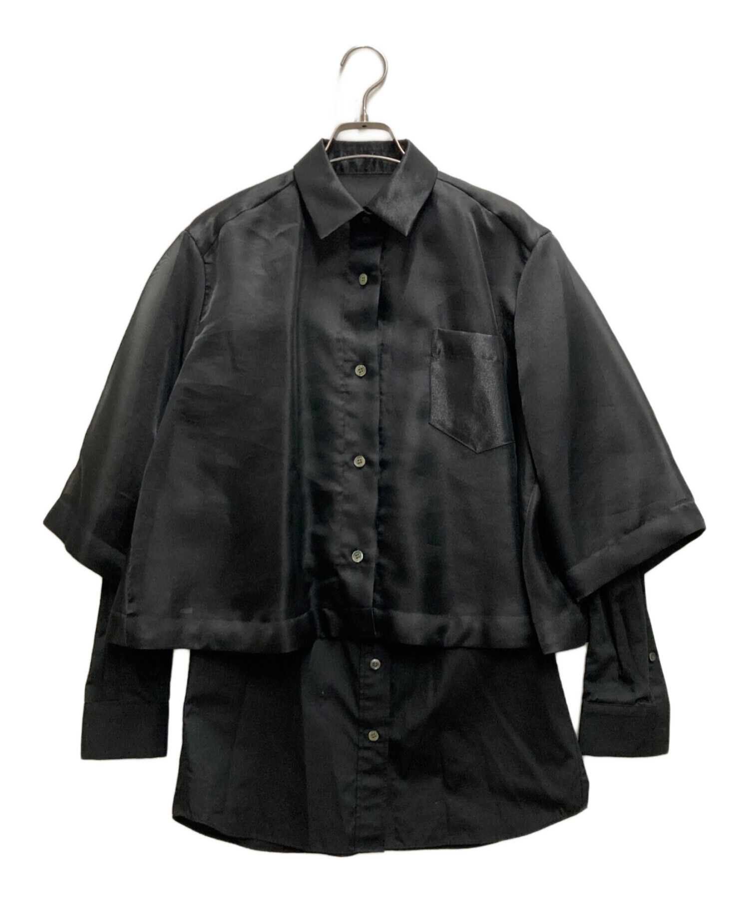 中古・古着通販】sacai (サカイ) Organza and Poplin Shirt ブラック 