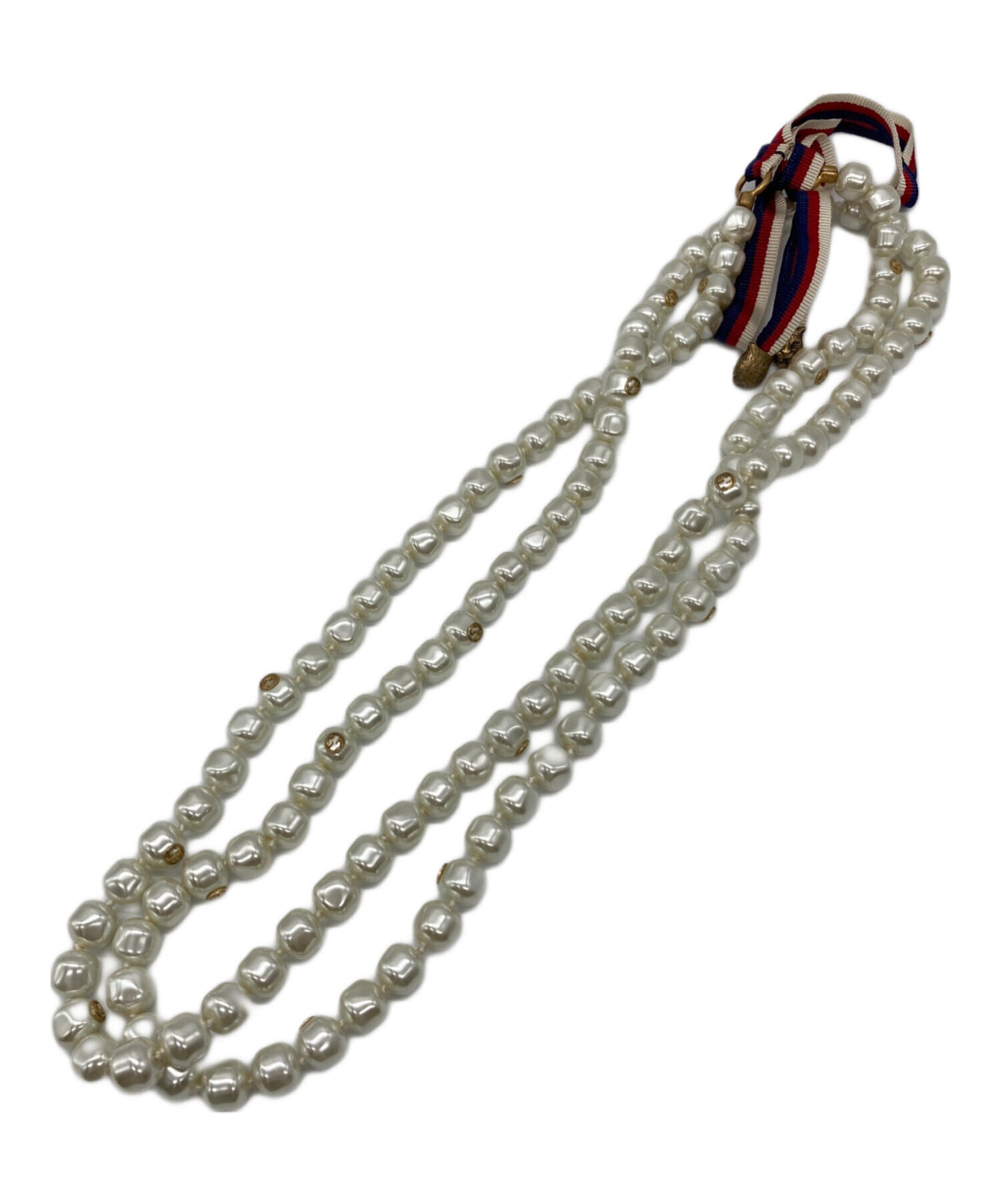 中古・古着通販】GUCCI (グッチ) パール×リボンロングネックレス 