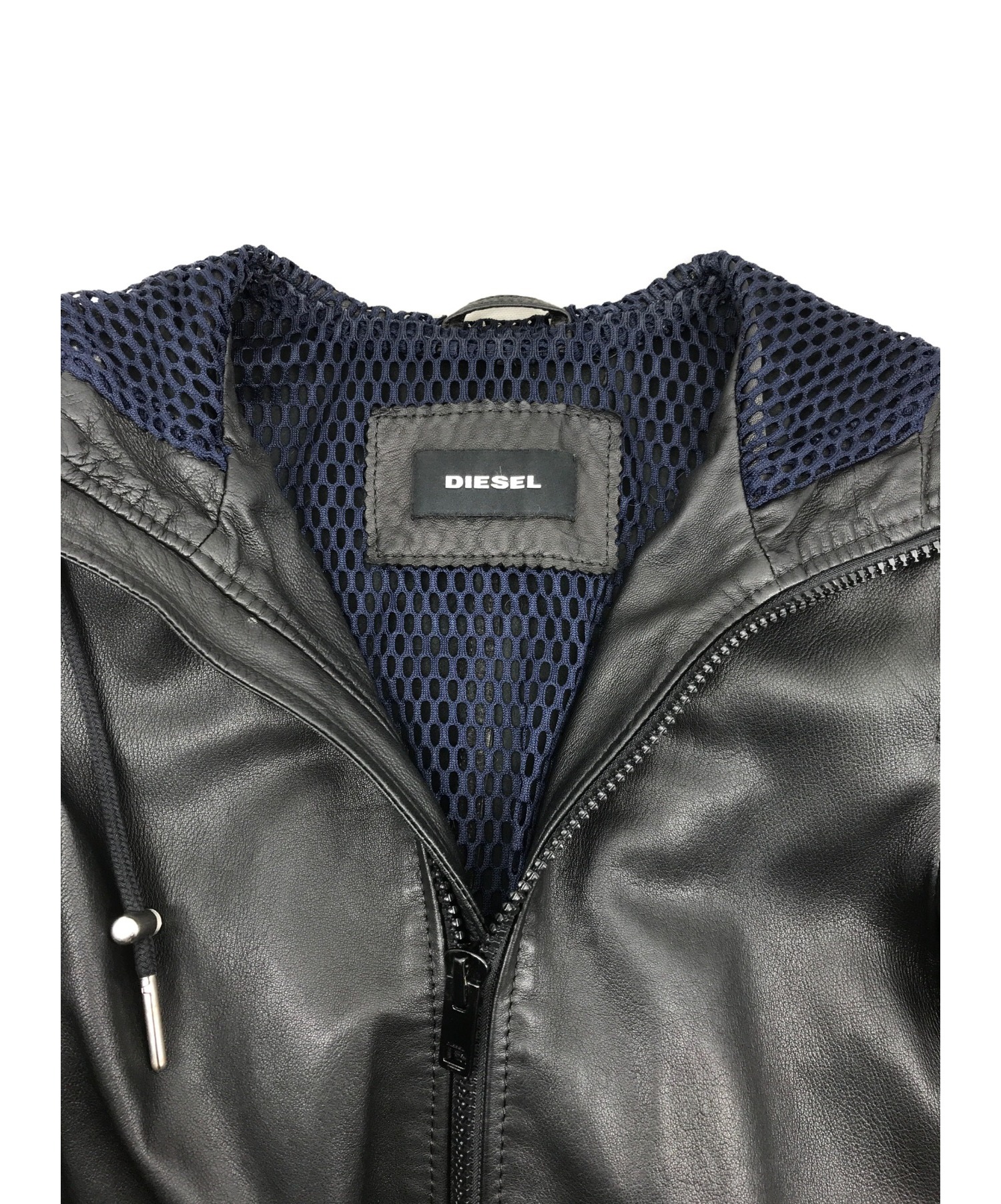 DIESEL (ディーゼル) シープスキンーフーデッドジャケット ブラック サイズ:XS 00E8F202