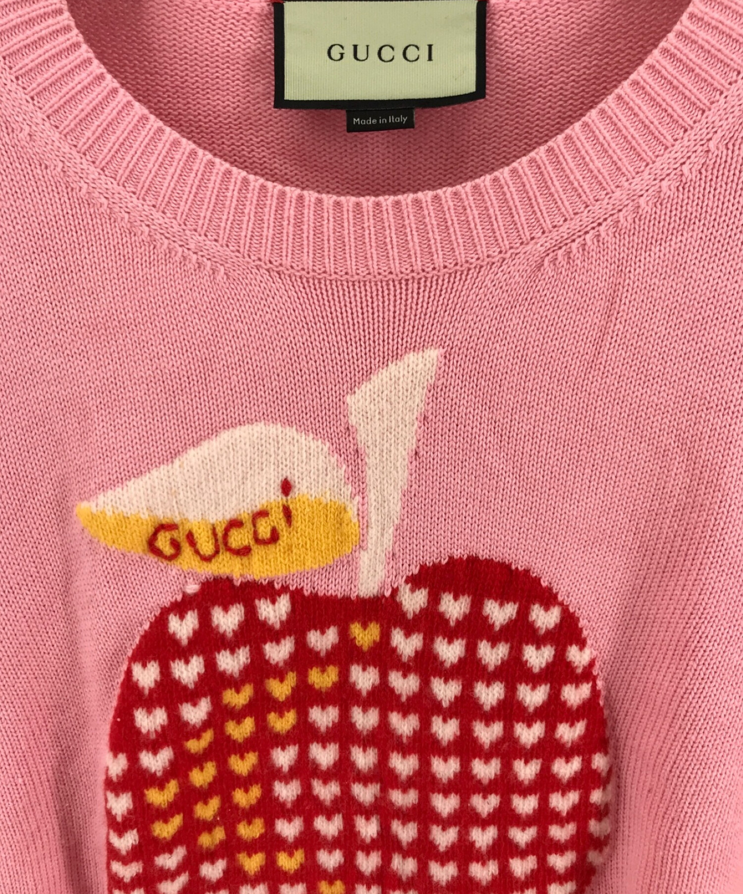 完売品GUCCI ニットセーターピンクハート柄正規品