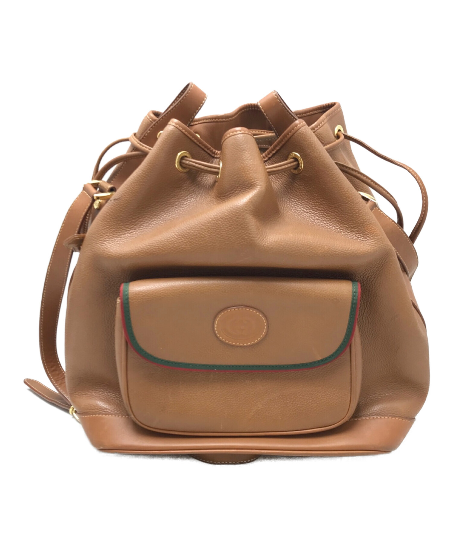 中古・古着通販】GUCCI (グッチ) 巾着ショルダーバッグ ブラウン 