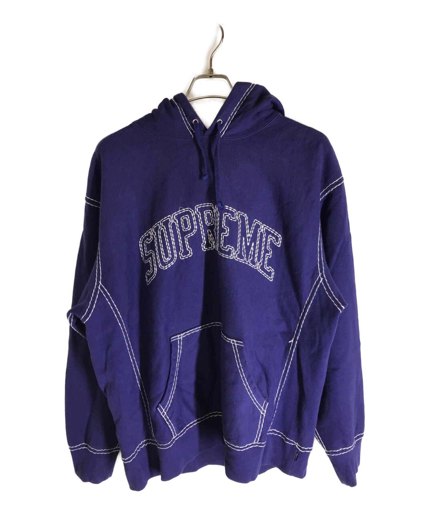 SUPREME (シュプリーム) Big Stitch Hooded Sweatshirt ネイビー サイズ:L
