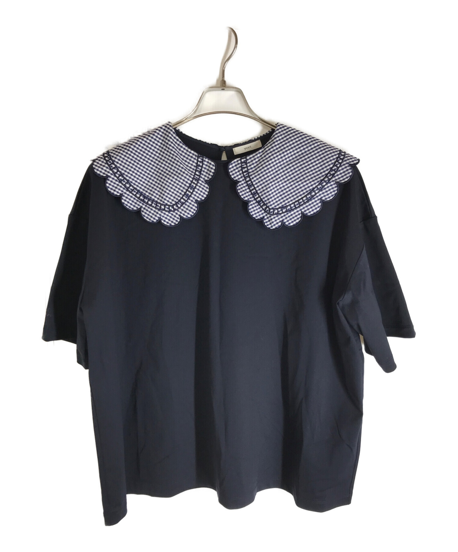 中古・古着通販】YORI (ヨリ) ギンガムスカラップカラーカットソー 