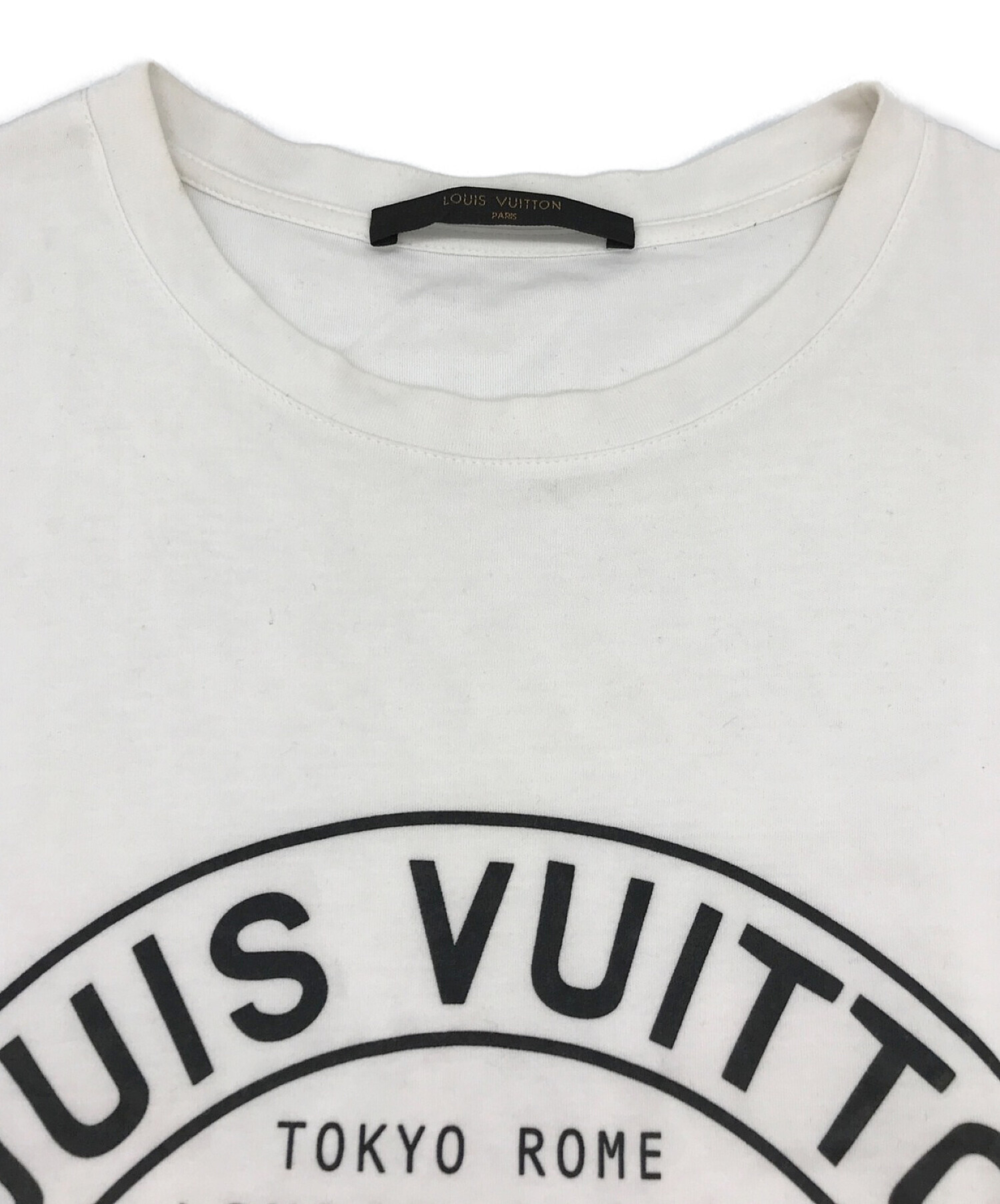 LOUIS VUITTON (ルイ ヴィトン) サークルロゴTシャツ ホワイト×ネイビー サイズ:S